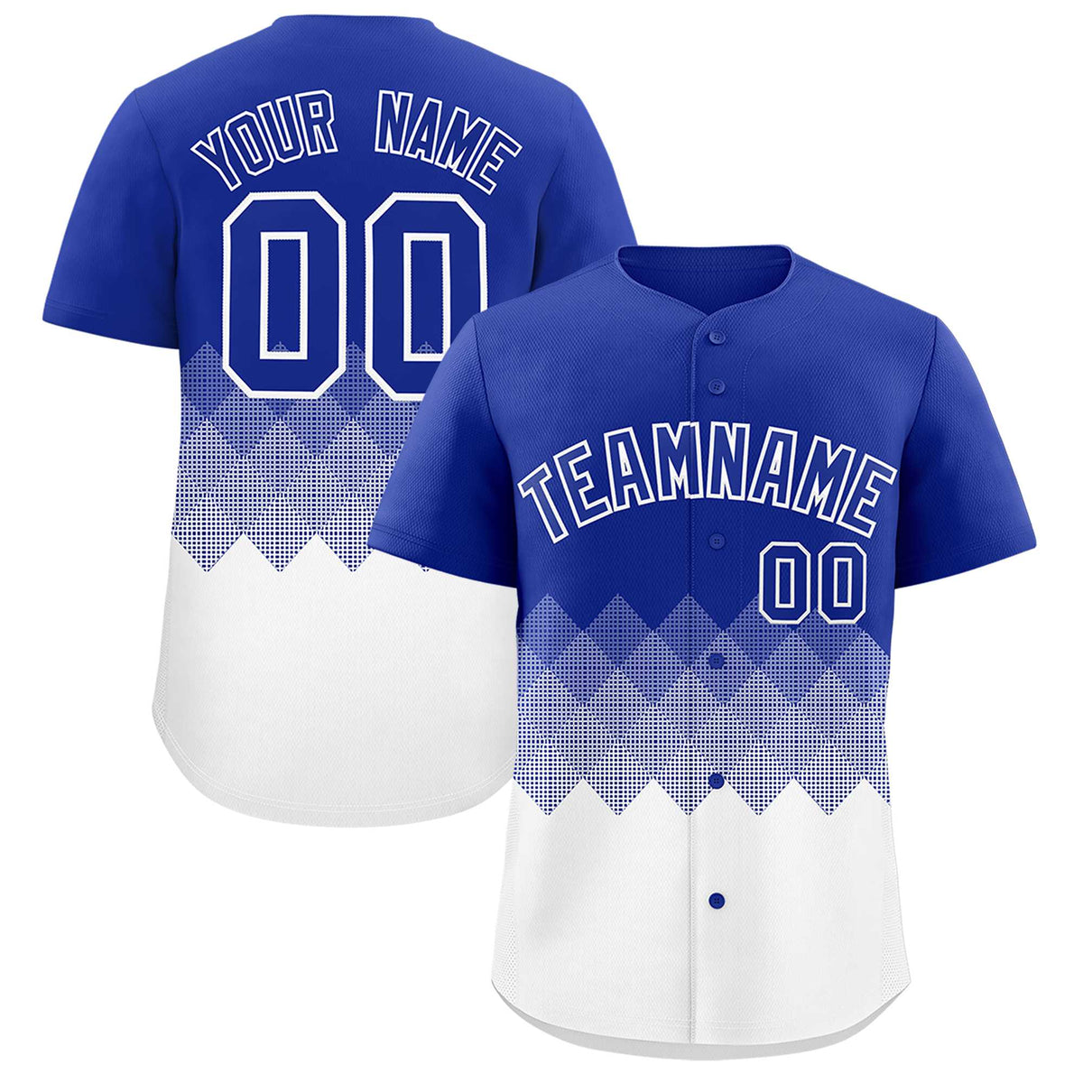 Custom Royal White Grid Blur Pattern Authentic Baseball Jersey