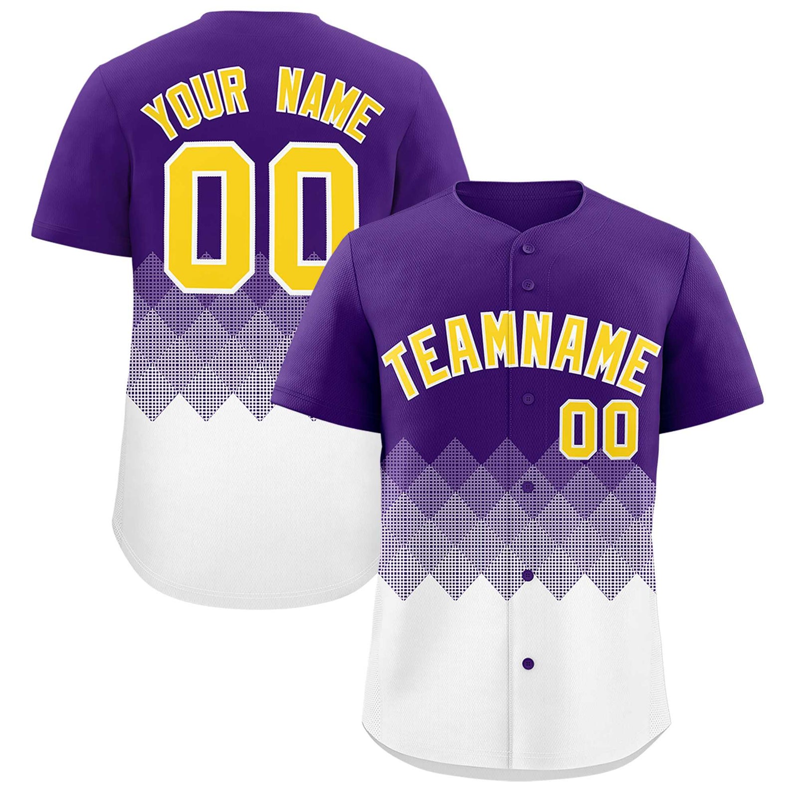 Custom Purple White Grid Blur Pattern Authentic Baseball Jersey