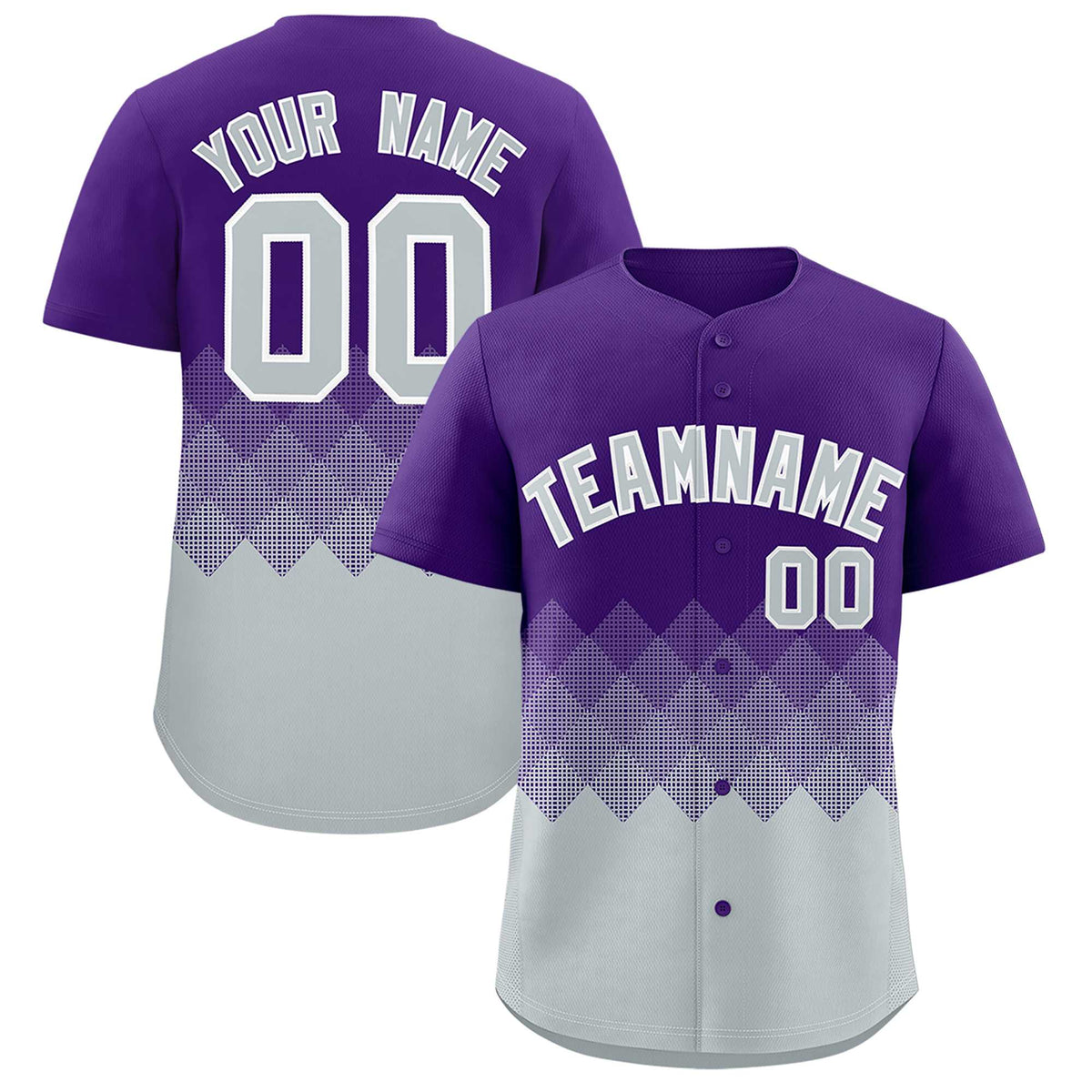 Custom Purple Silver Grid Blur Pattern Authentic Baseball Jersey