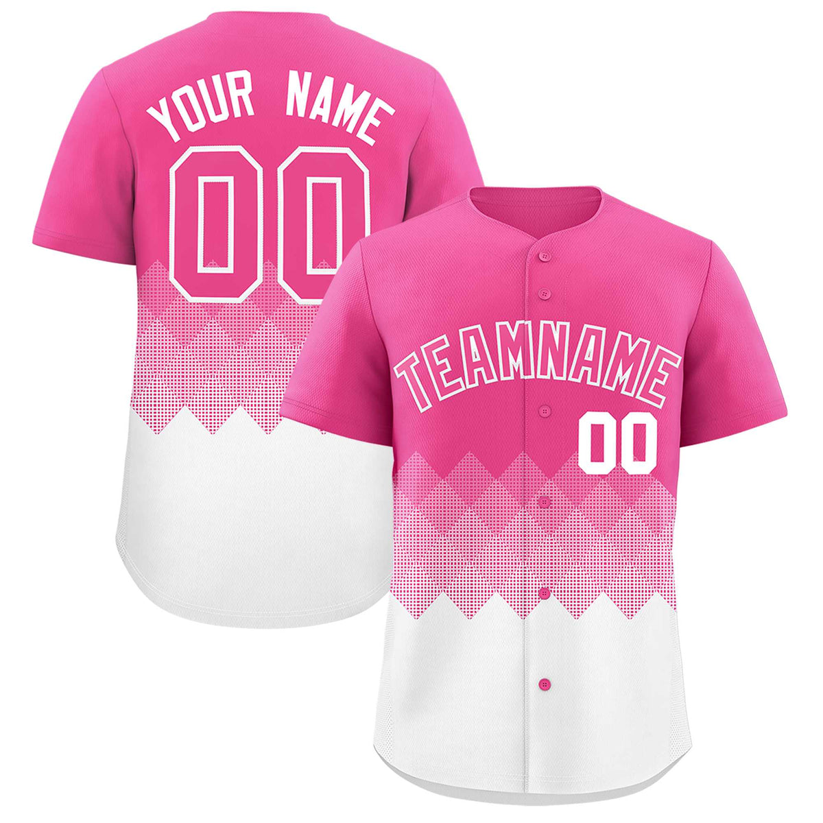 Custom Pink White Grid Blur Pattern Authentic Baseball Jersey