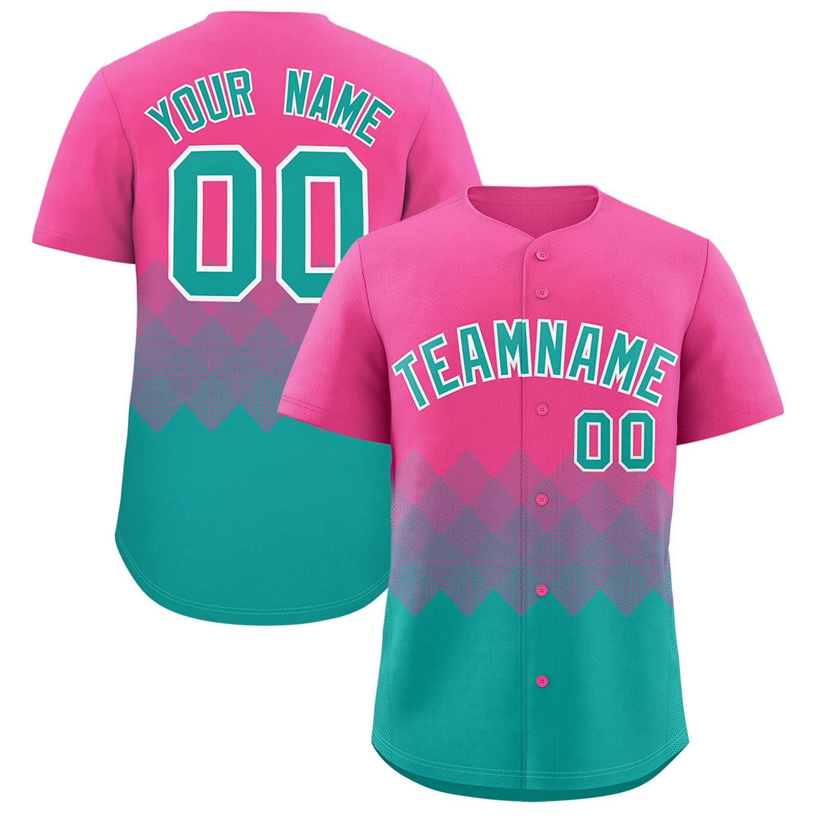 Custom Pink Aqua Grid Blur Pattern Authentic Baseball Jersey