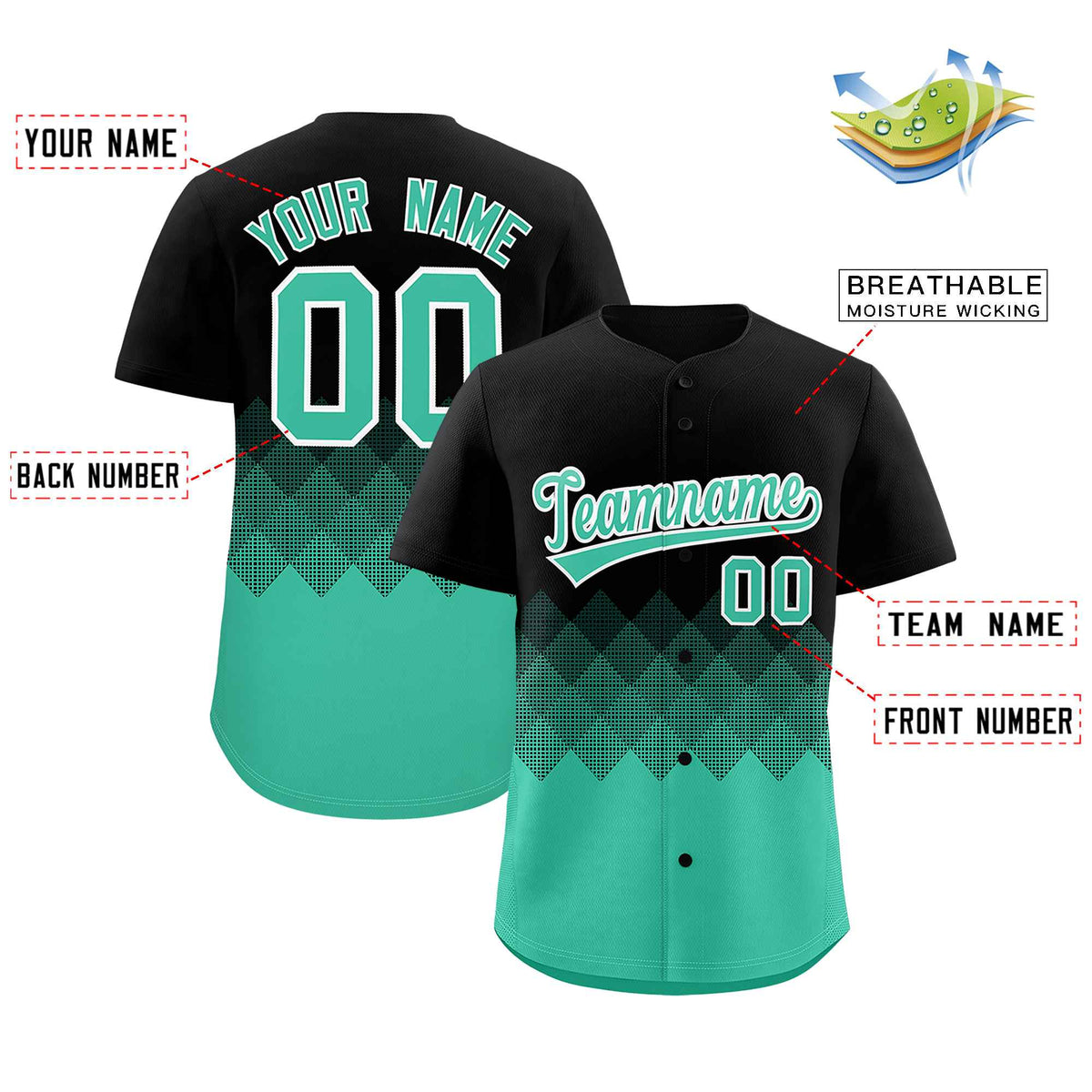 Custom Black Bright Green Grid Blur Pattern Authentic Baseball Jersey