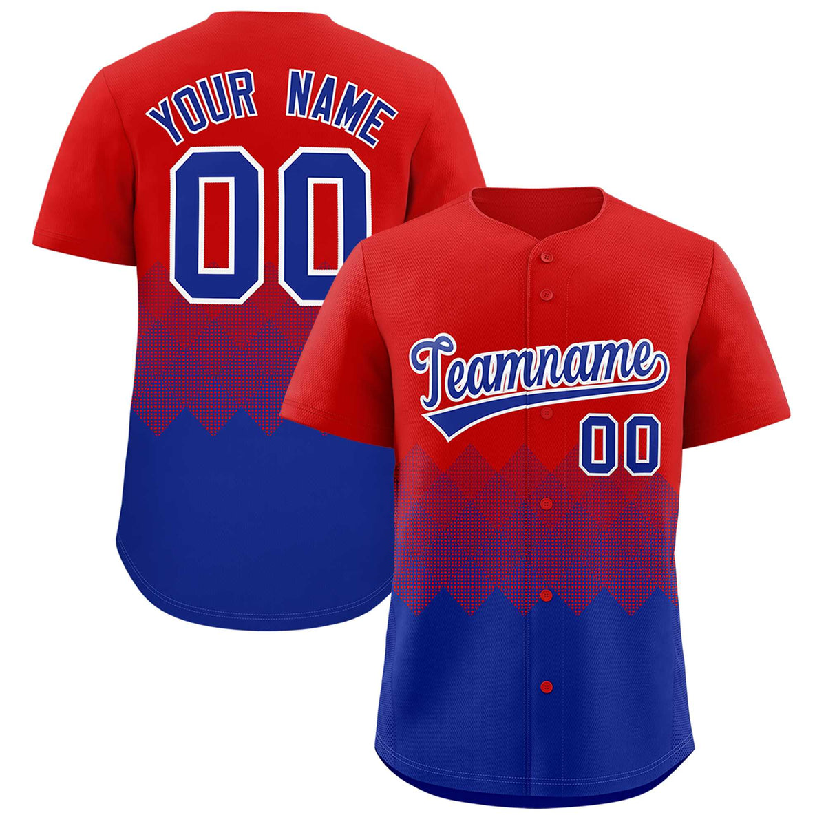 Custom Red Royal Grid Blur Pattern Authentic Baseball Jersey