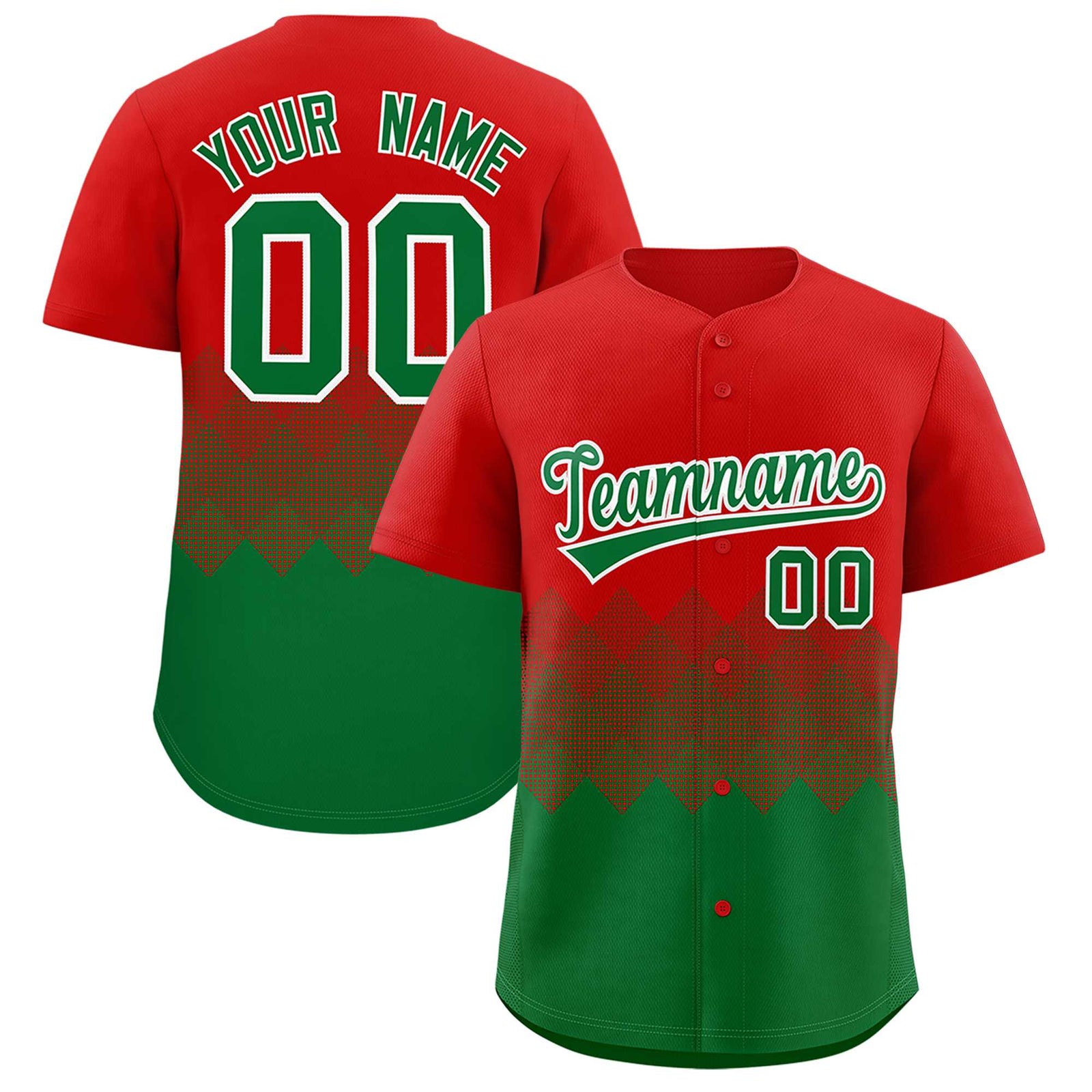 Custom Red Kelly Green Grid Blur Pattern Authentic Baseball Jersey