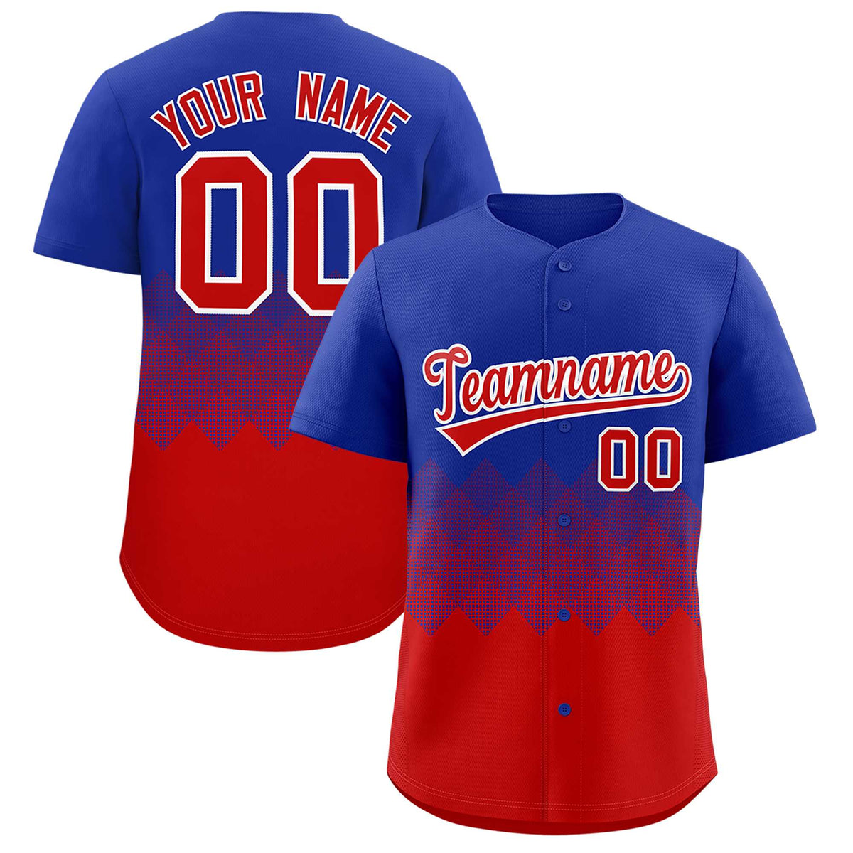 Custom Royal Red Grid Blur Pattern Authentic Baseball Jersey