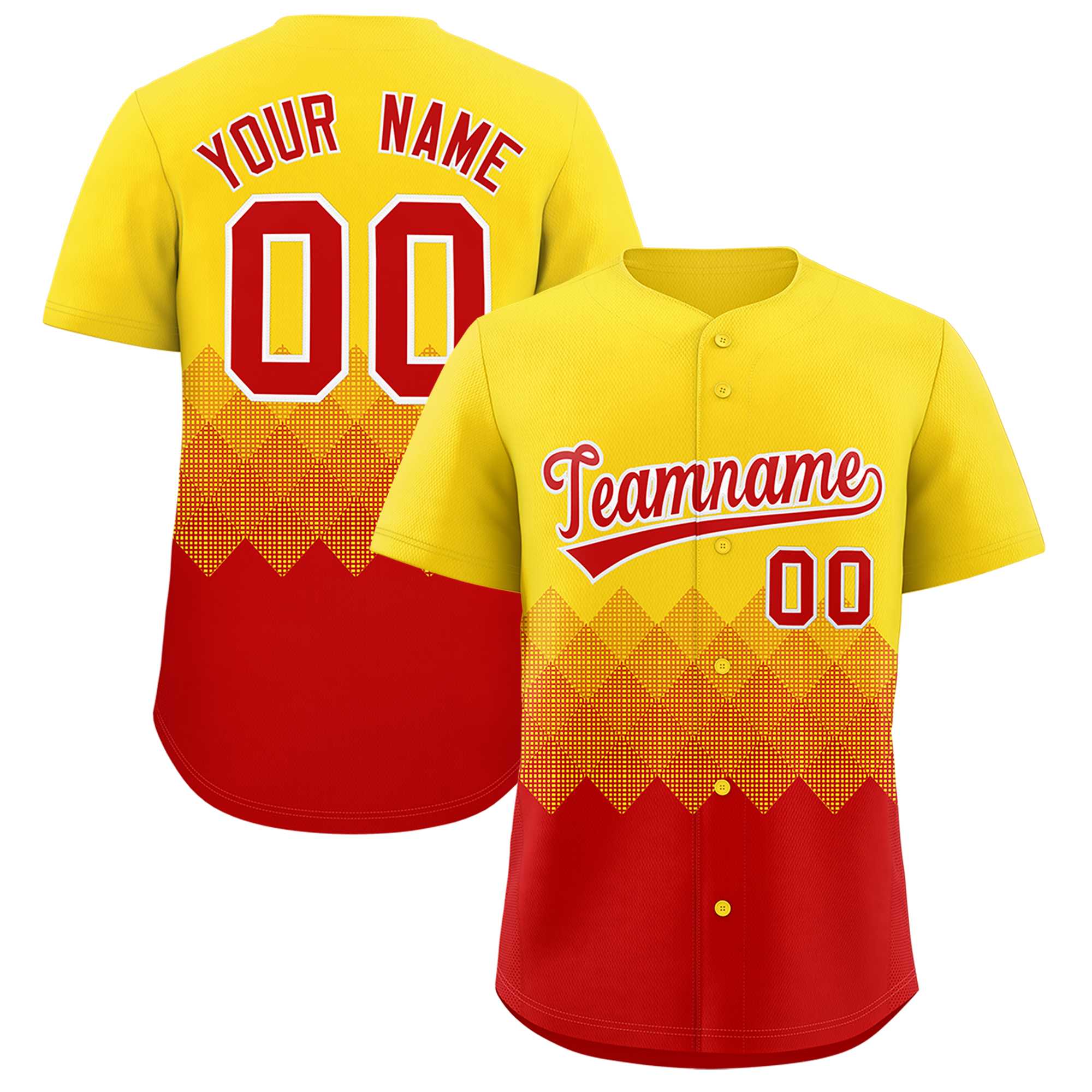 Custom Gold Red Grid Blur Pattern Authentic Baseball Jersey