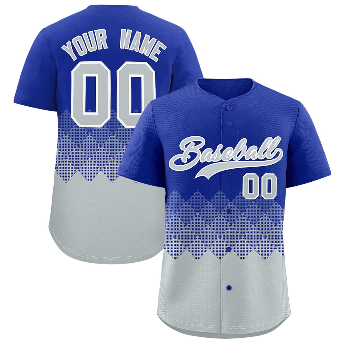 Custom Royal White Grid Blur Pattern Authentic Baseball Jersey