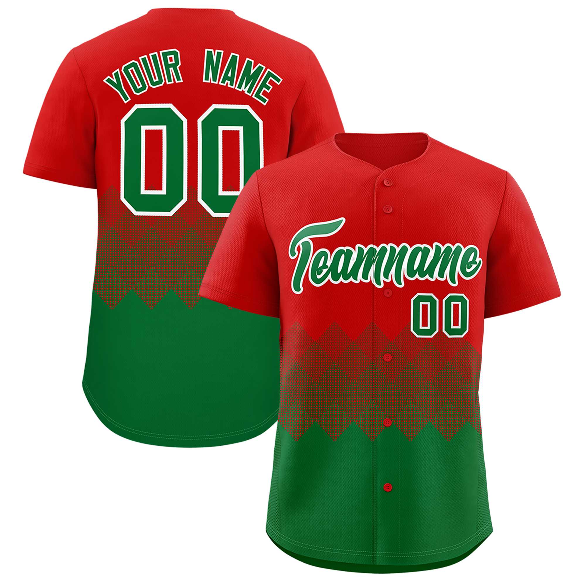 Custom Red Kelly Green Grid Blur Pattern Authentic Baseball Jersey