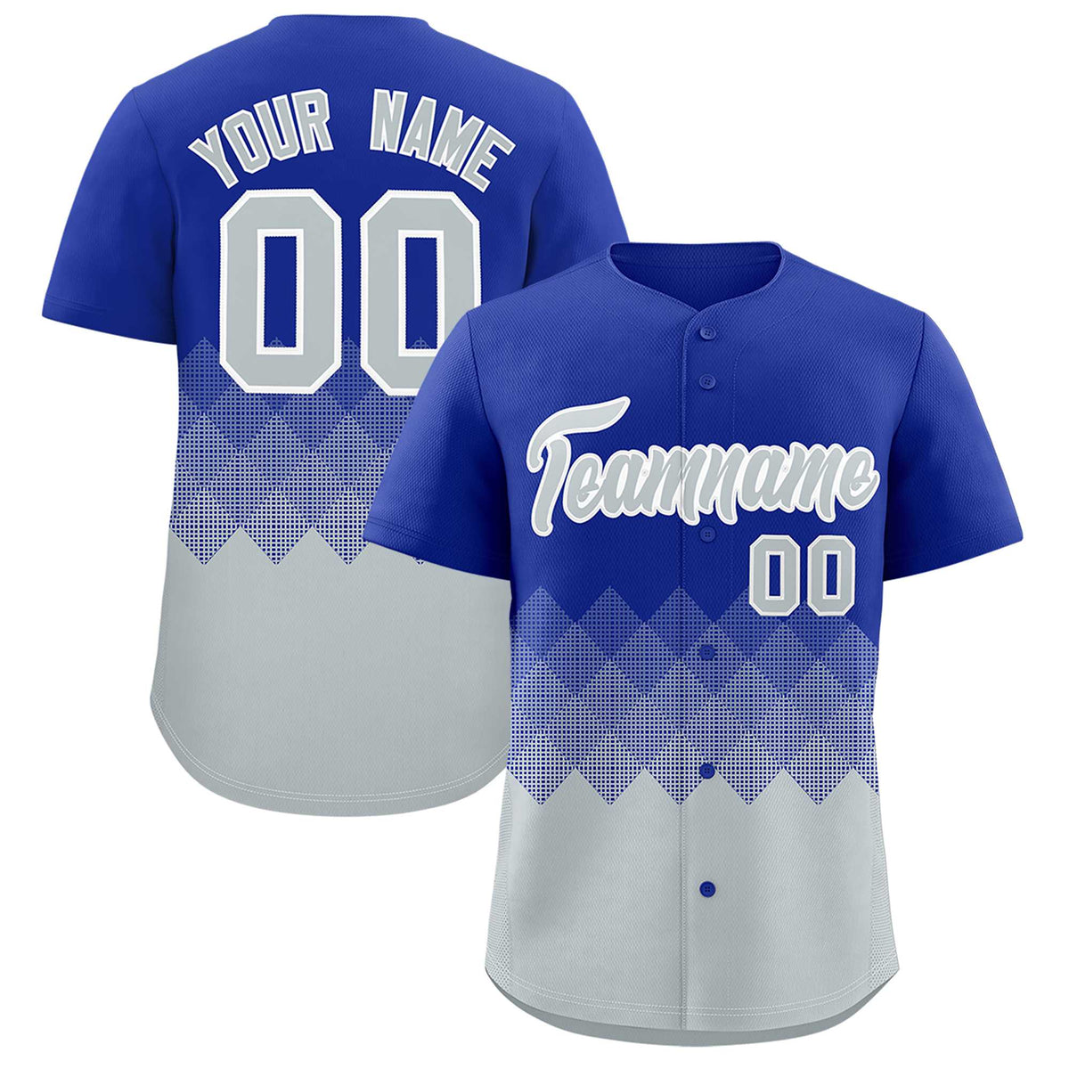 Custom Royal White Grid Blur Pattern Authentic Baseball Jersey