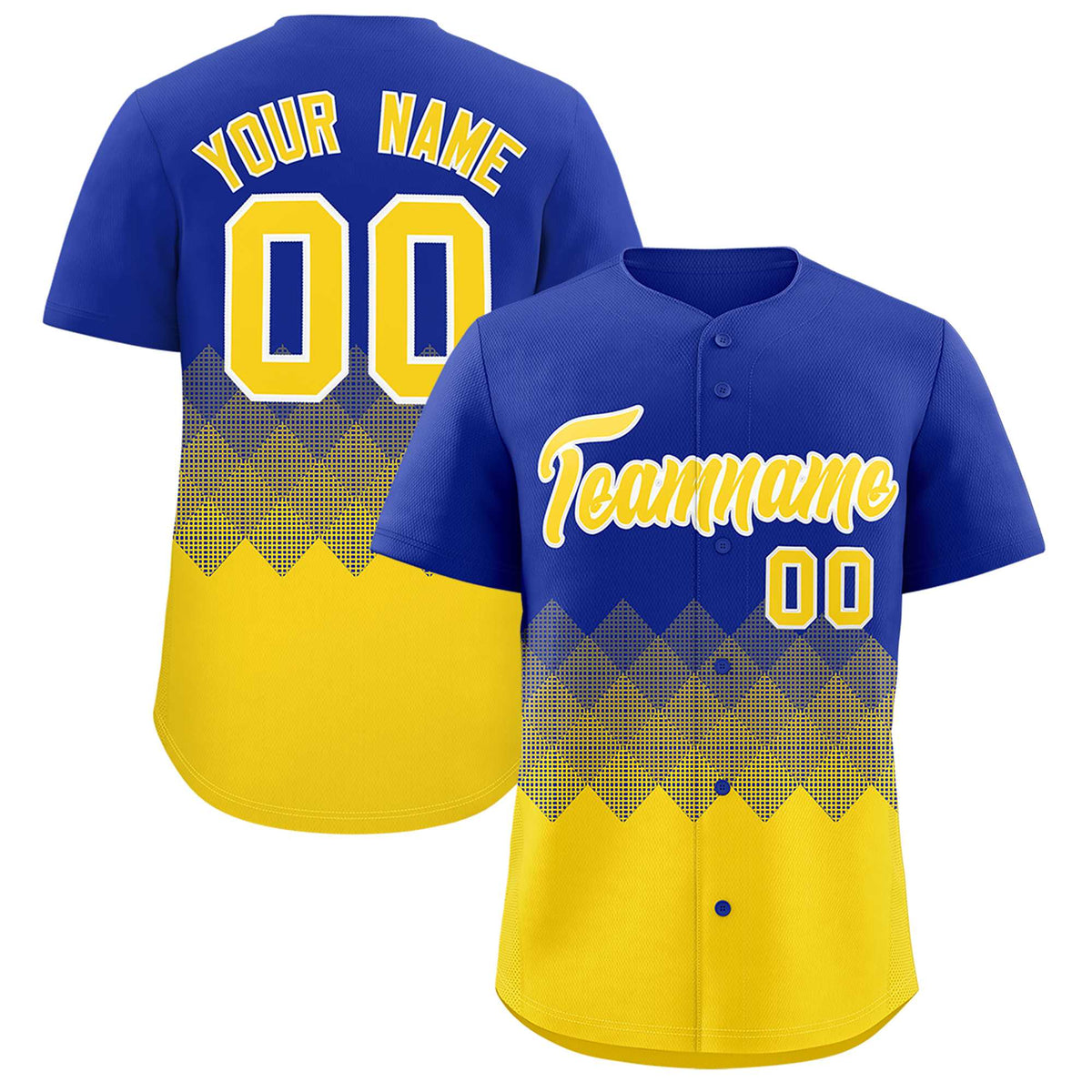 Custom Royal Gold Grid Blur Pattern Authentic Baseball Jersey