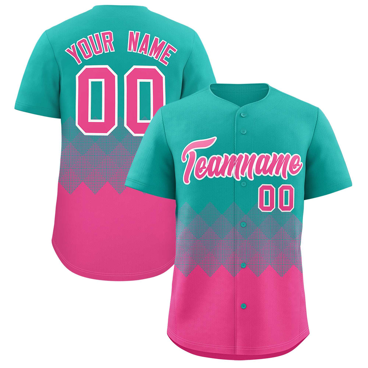 Custom Aqua Pink Grid Blur Pattern Authentic Baseball Jersey