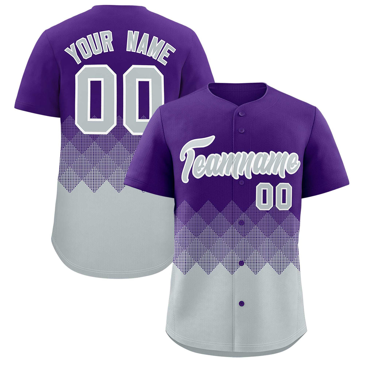 Custom Purple Silver Grid Blur Pattern Authentic Baseball Jersey