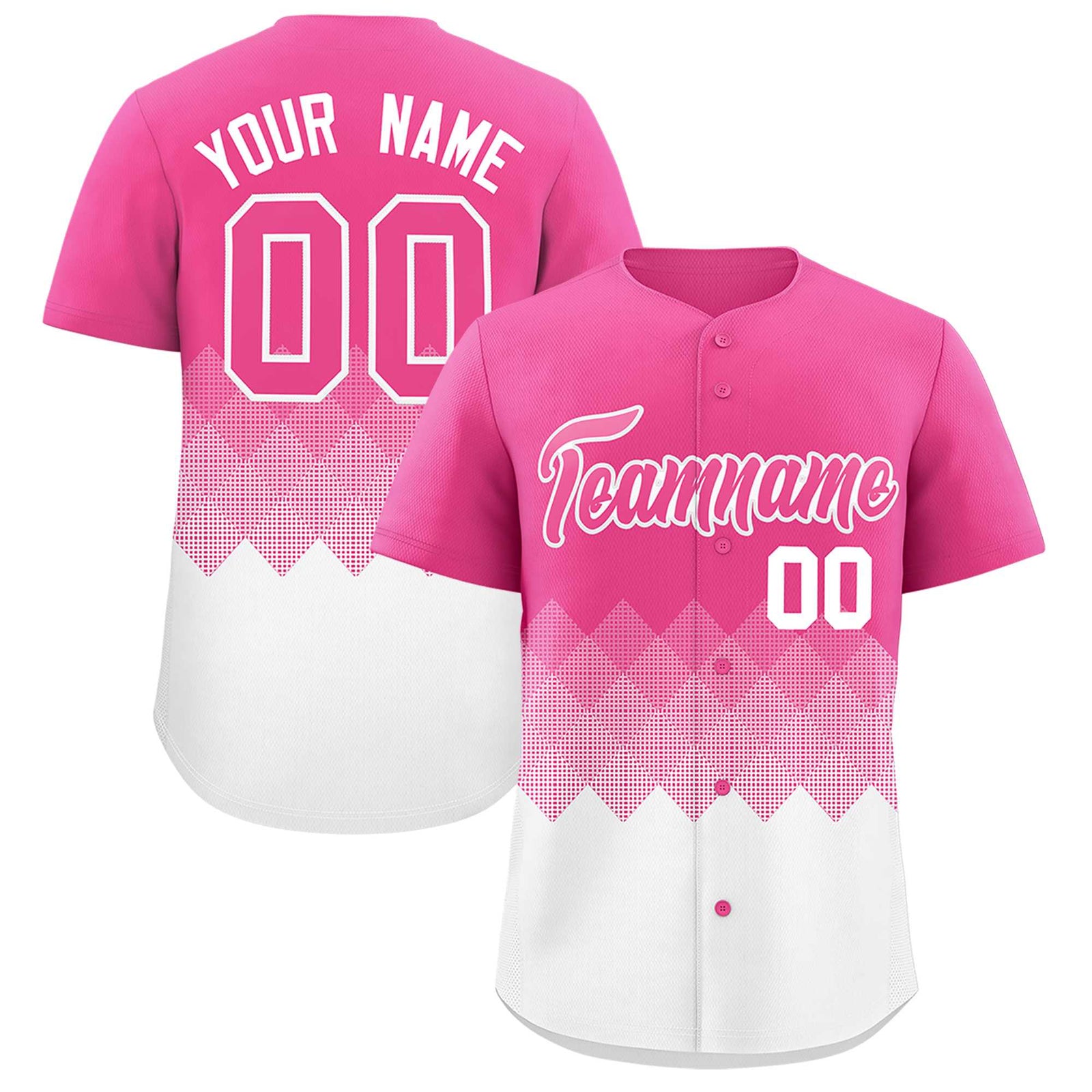 Custom Pink White Grid Blur Pattern Authentic Baseball Jersey