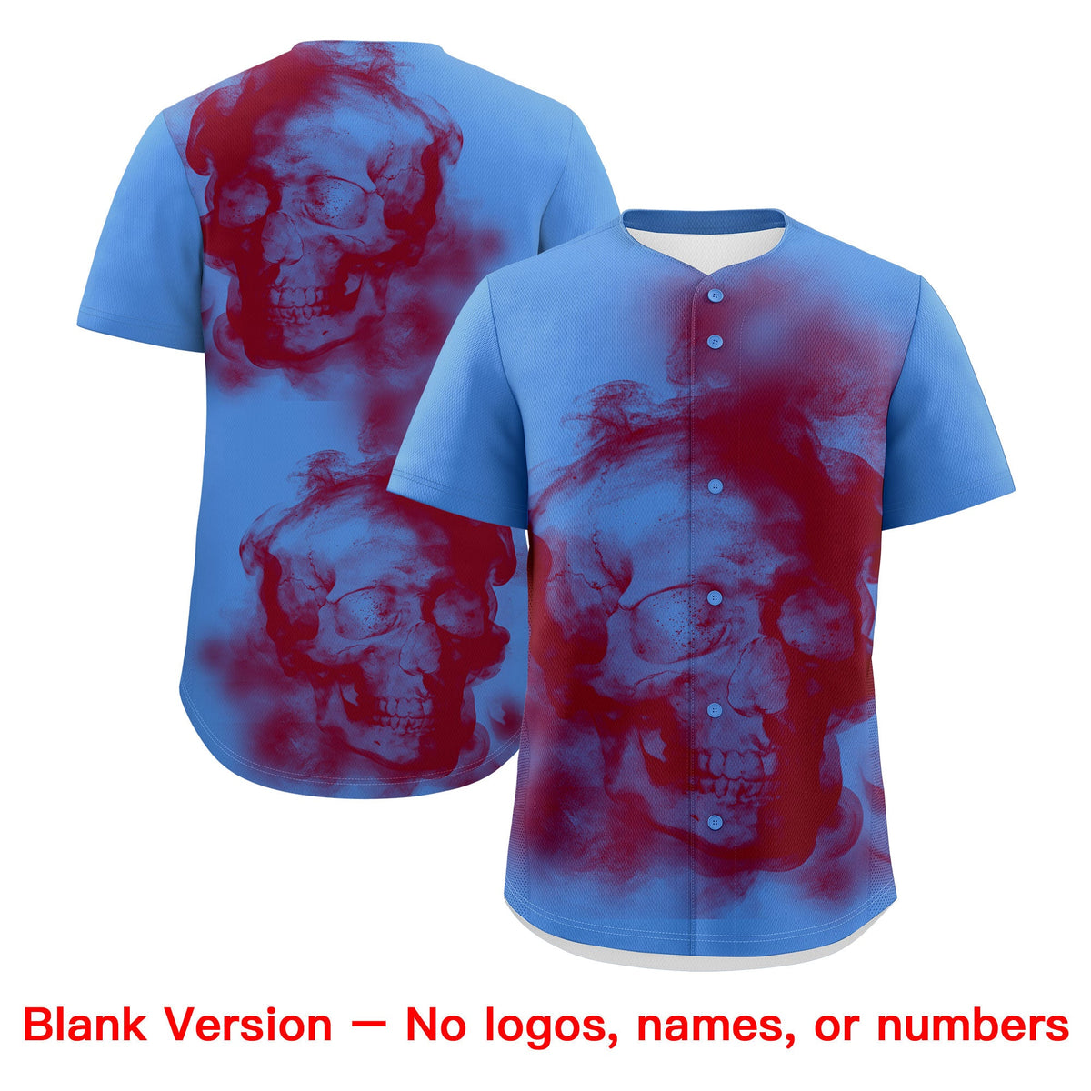 Custom Powder Blue Crimson Gold skeleton Graffiti Pattern Quick Dry Baseball Jersey| KXKSHOP