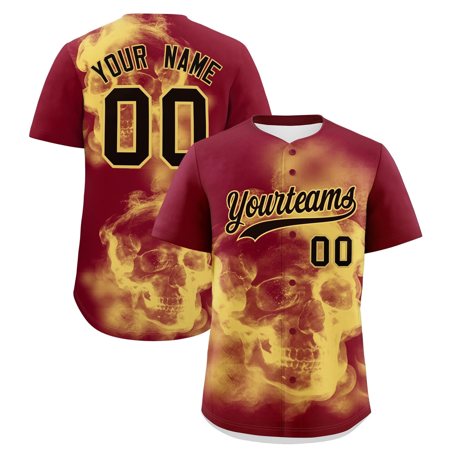 Custom Crimson Khaki Black skeleton Graffiti Pattern Lightweight Baseball Jersey| KXKSHOP
