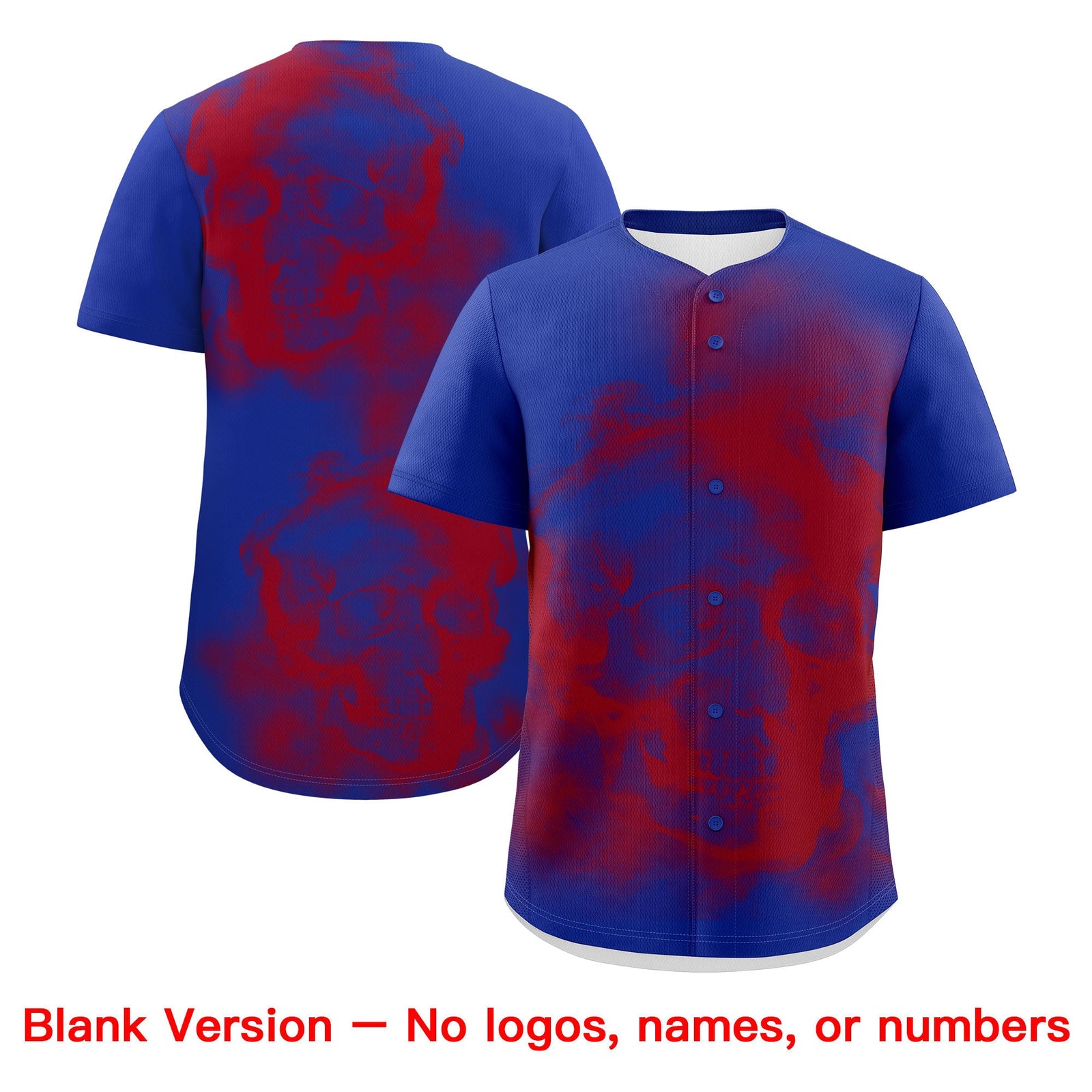 Custom Royal Blue Red White skeleton Graffiti Pattern Quick Dry Baseball Jersey| KXKSHOP