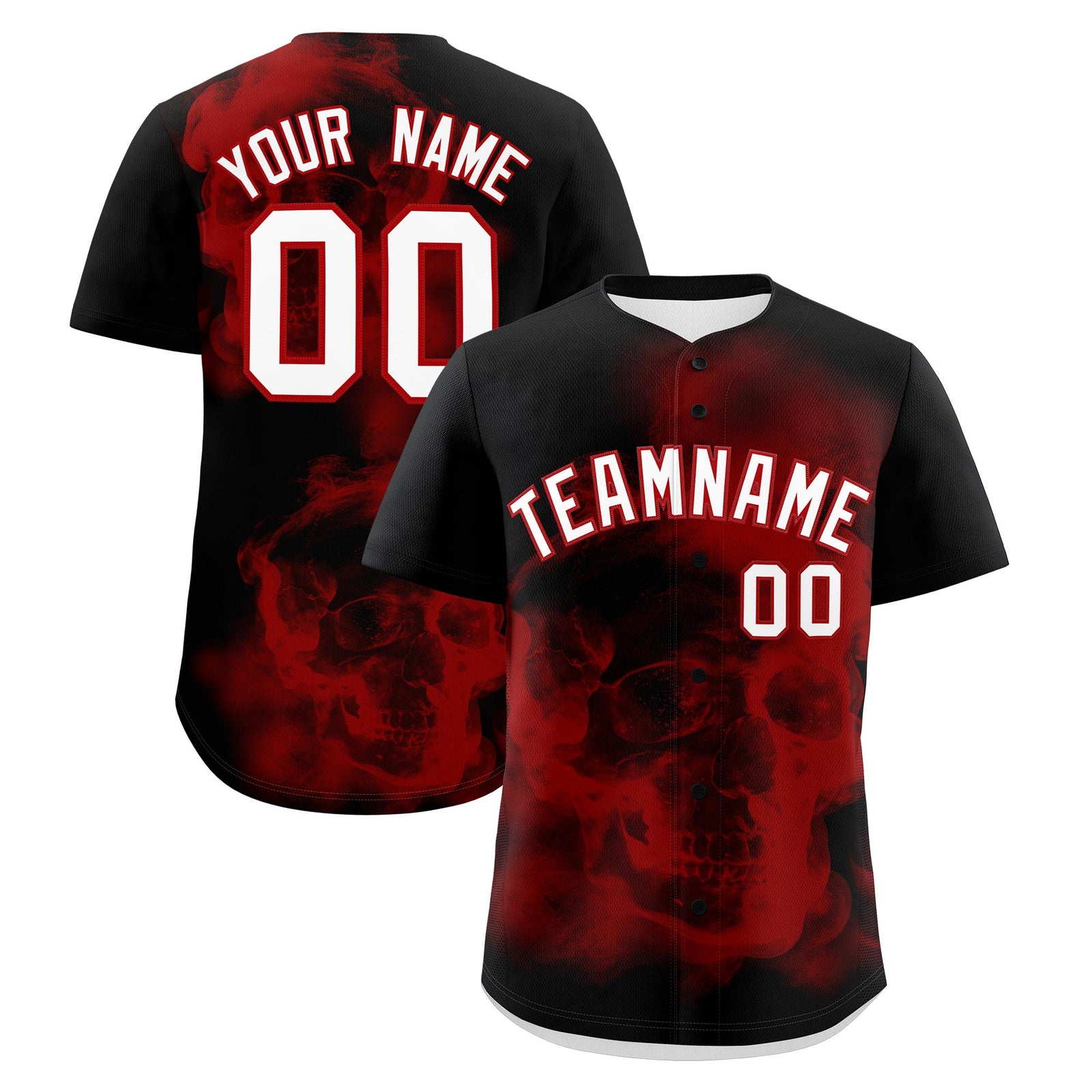 Custom Black Red White skeleton Graffiti Pattern Lightweight Baseball Jersey| KXKSHOP