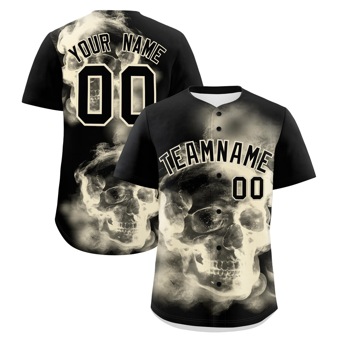 Custom Black Cream skeleton Graffiti Pattern Lightweight Baseball Jersey| KXKSHOP
