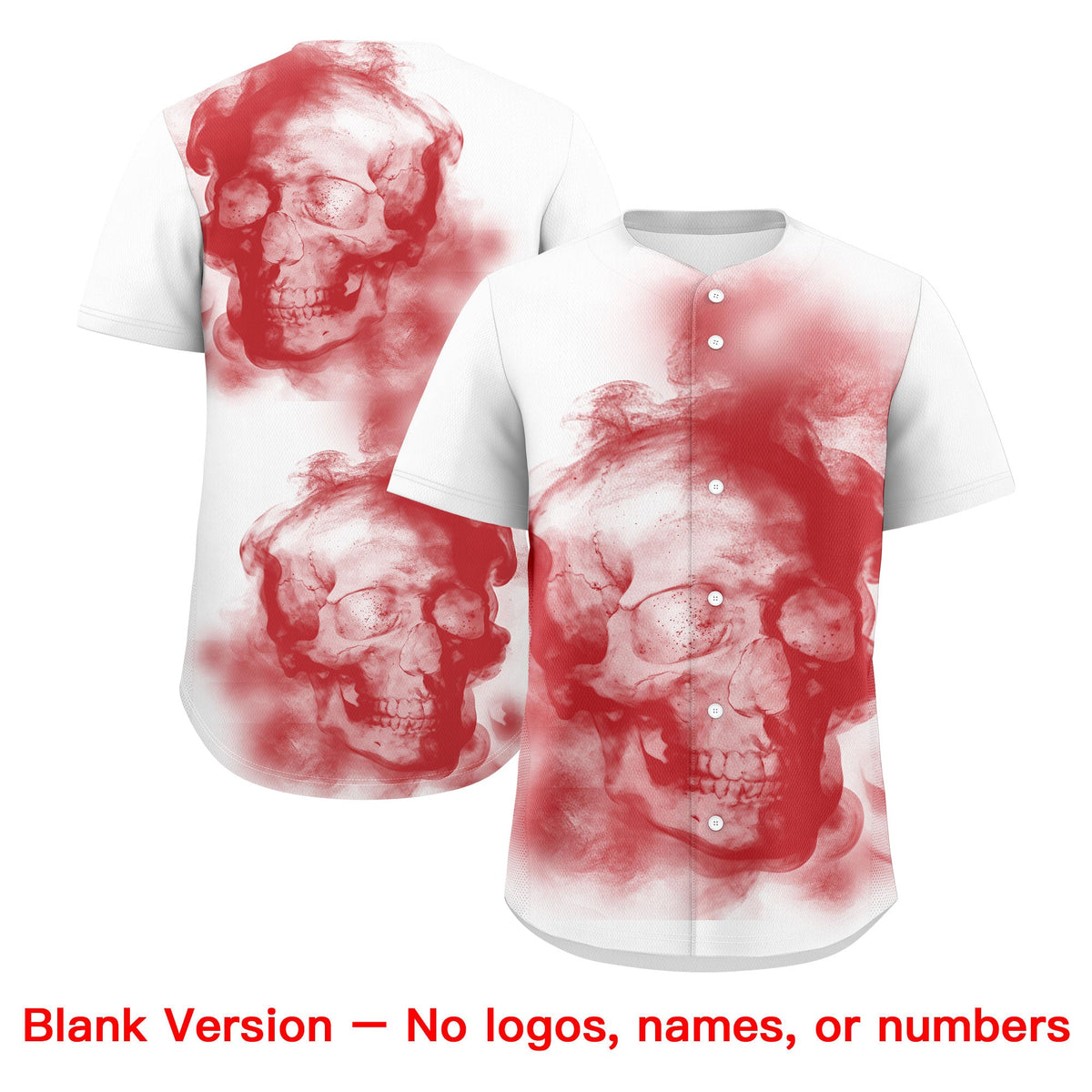 Custom White Red Black skeleton Graffiti Pattern Lightweight Baseball Jersey| KXKSHOP