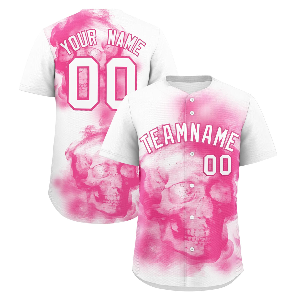 Custom White Pink skeleton Graffiti Pattern Lightweight Baseball Jersey| KXKSHOP