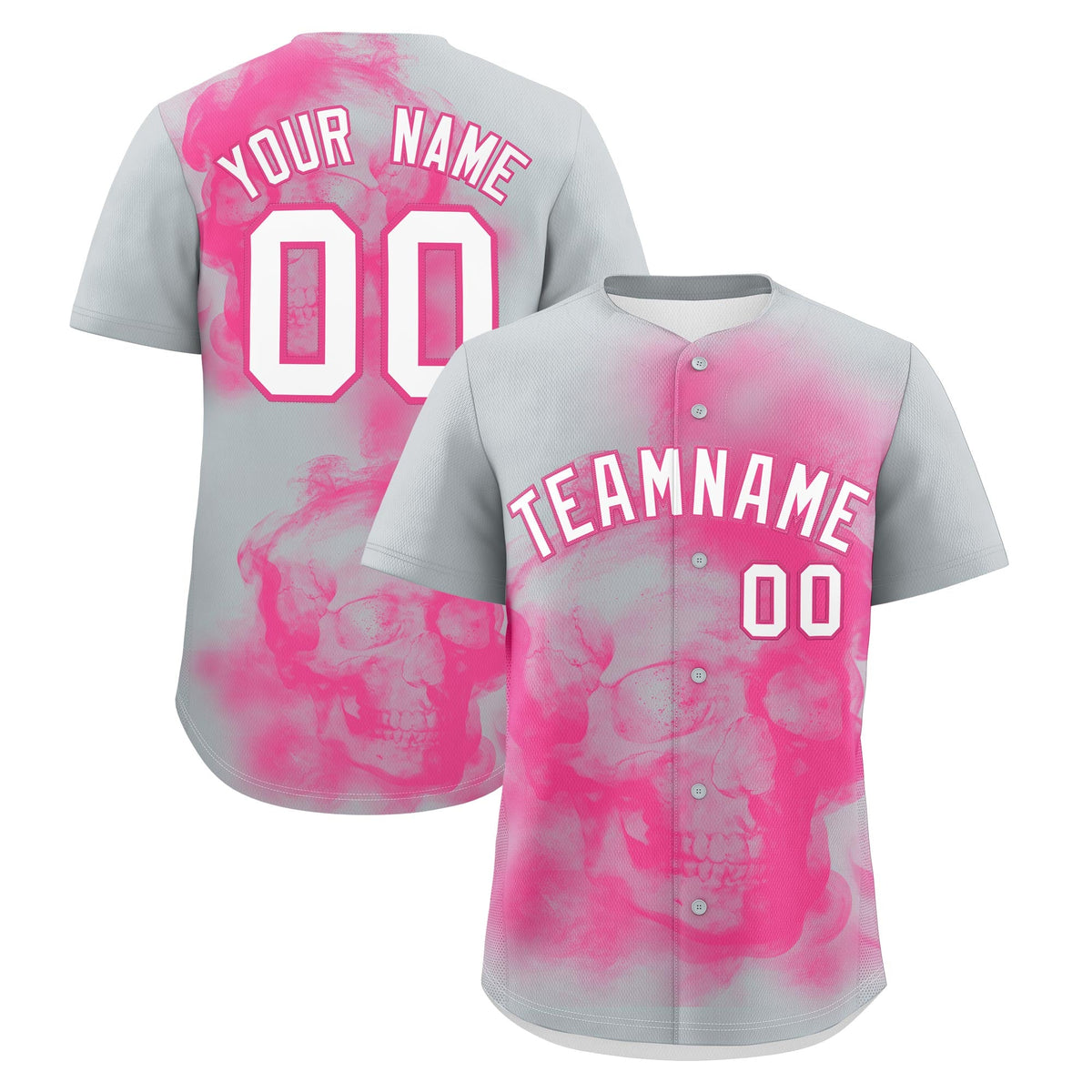 Custom Silver Pink White skeleton Graffiti Pattern Lightweight Baseball Jersey| KXKSHOP