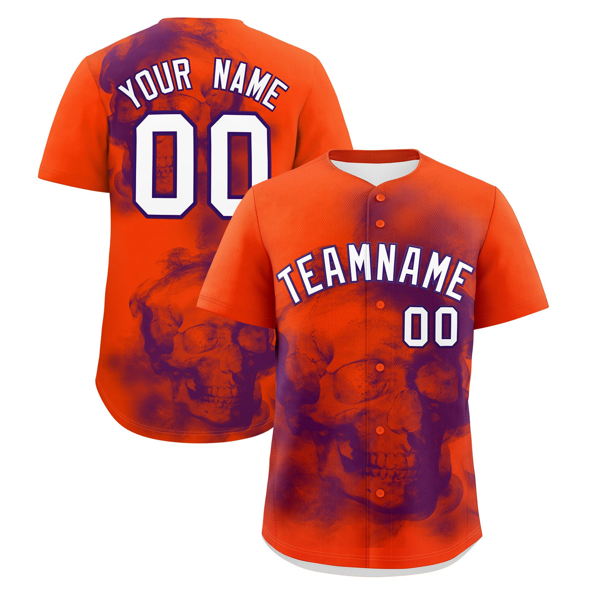 Custom Orange Purple White skeleton Graffiti Pattern Lightweight Baseball Jersey| KXKSHOP