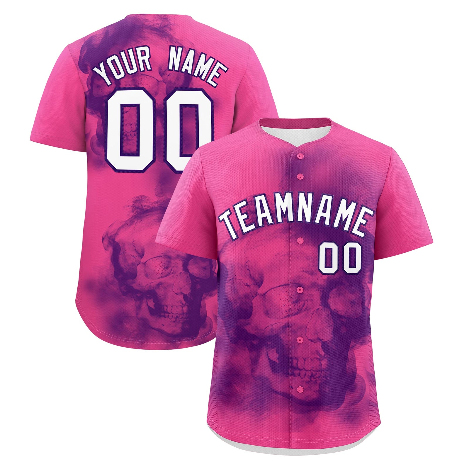Custom Pink Purple White skeleton Graffiti Pattern Lightweight Baseball Jersey| KXKSHOP