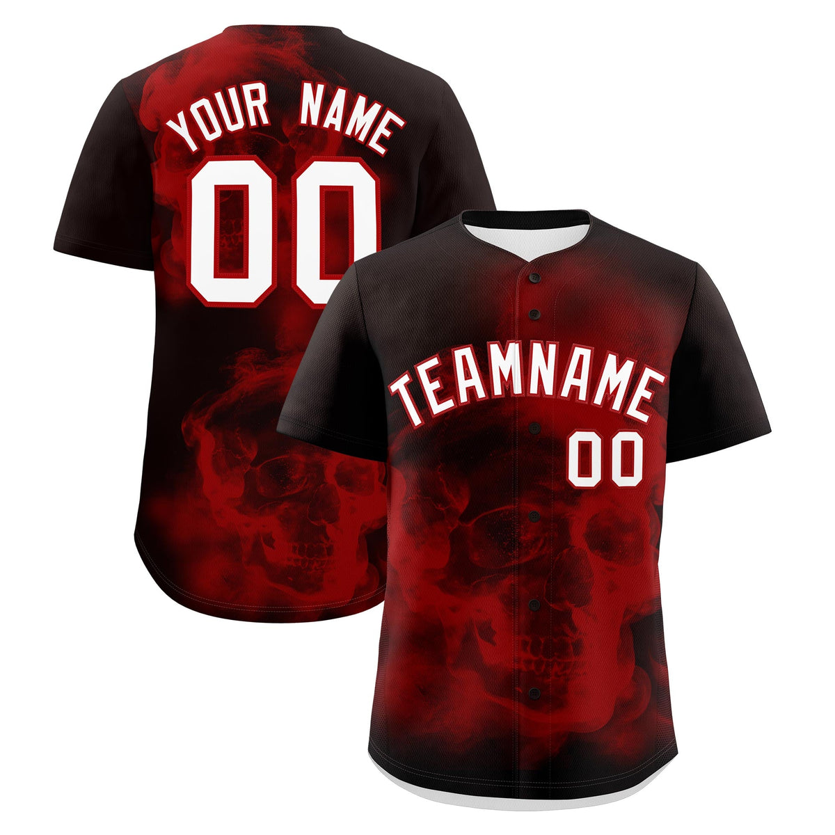 Custom Brown Red White skeleton Graffiti Pattern Lightweight Baseball Jersey| KXKSHOP