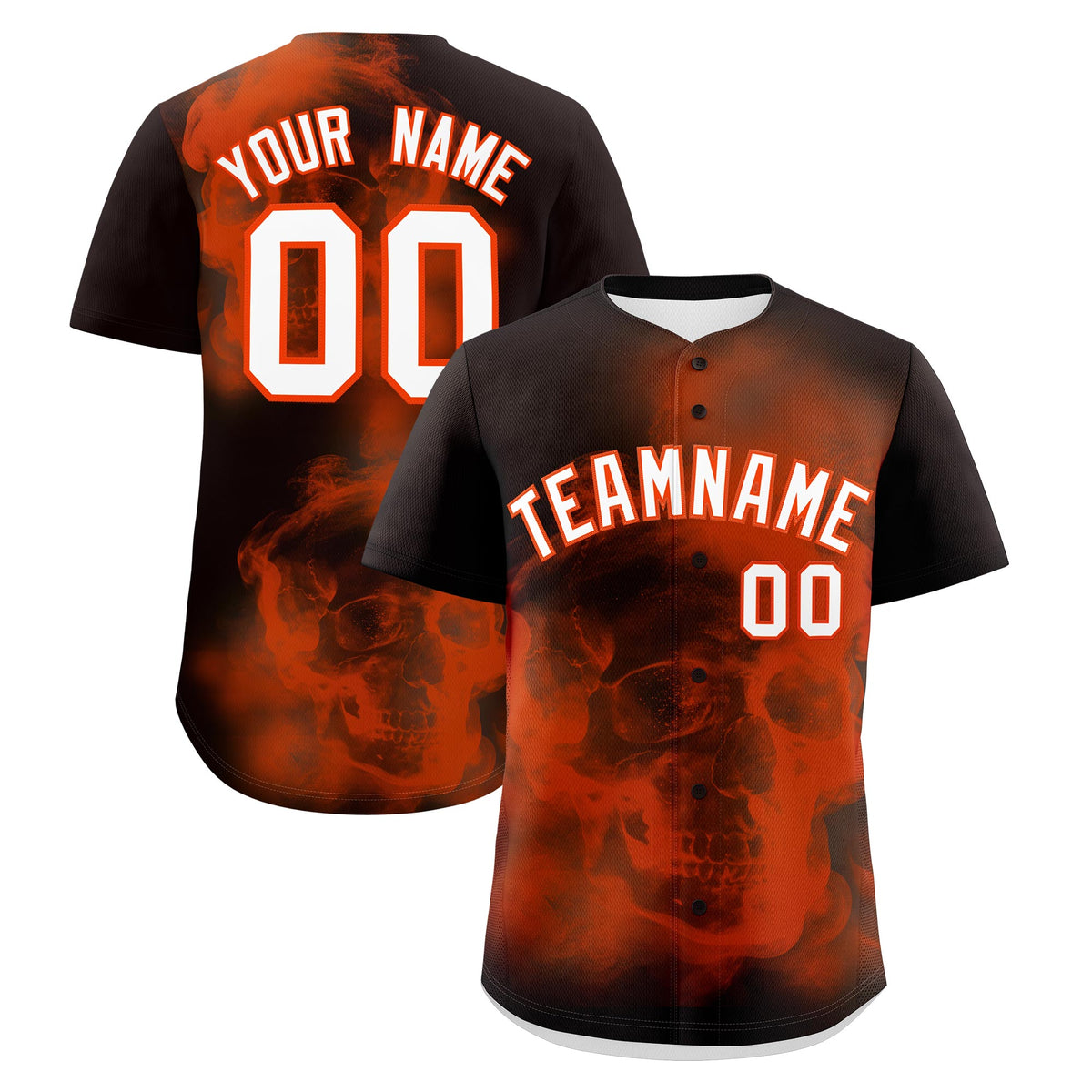 Custom Brown Orange White skeleton Graffiti Pattern Quick Dry Baseball Jersey| KXKSHOP