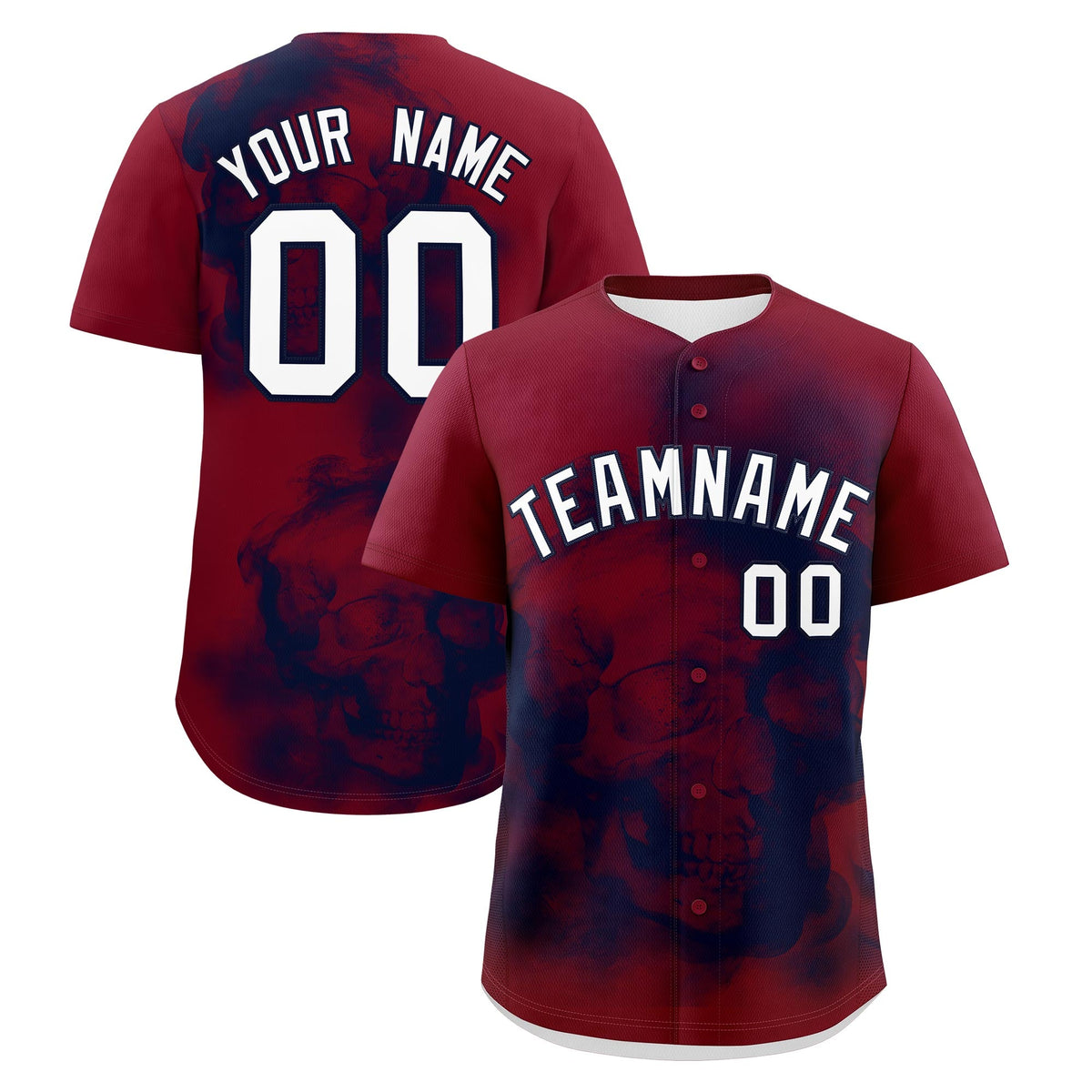 Custom Crimson Navy White skeleton Graffiti Pattern Lightweight Baseball Jersey| KXKSHOP