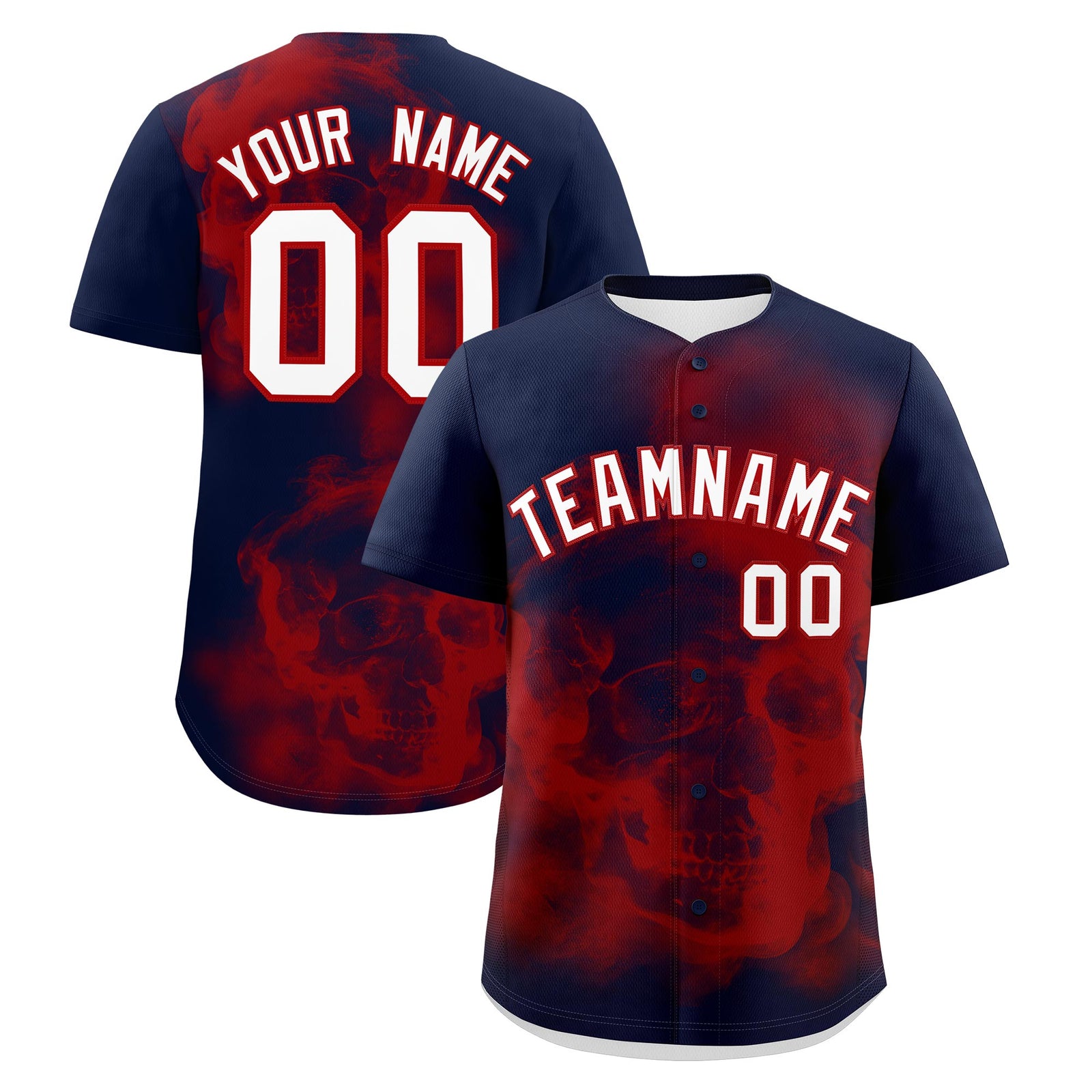 Custom Navy Red White skeleton Graffiti Pattern Lightweight Baseball Jersey| KXKSHOP