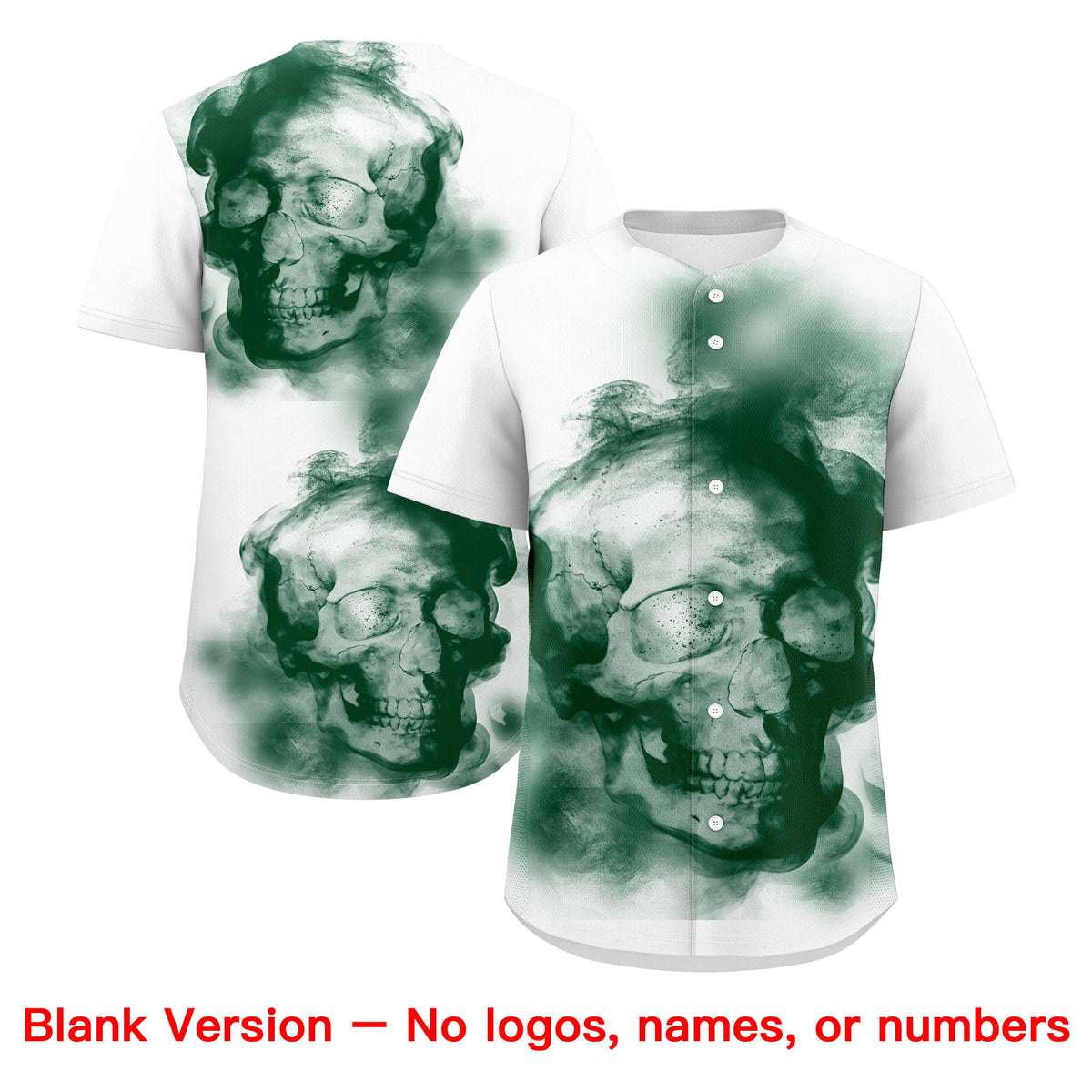 Custom White Dark Green Gold skeleton Graffiti Pattern Lightweight Baseball Jersey| KXKSHOP