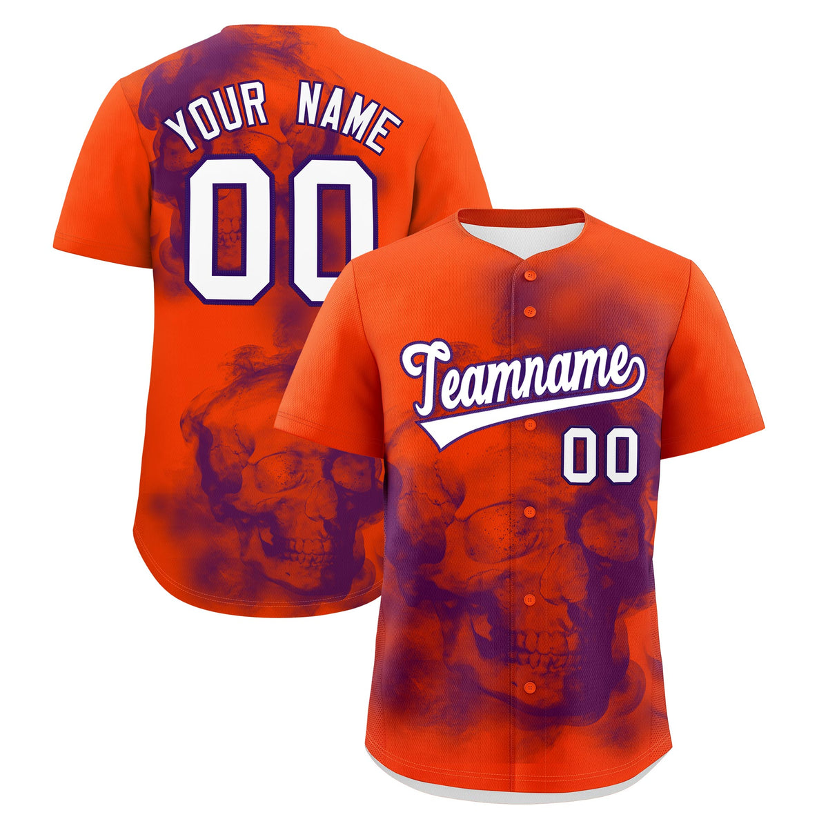 Custom Orange Purple White skeleton Graffiti Pattern Lightweight Baseball Jersey| KXKSHOP