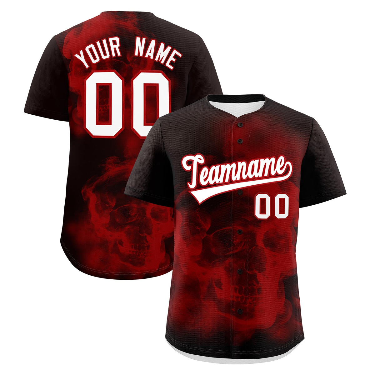 Custom Brown Red White skeleton Graffiti Pattern Lightweight Baseball Jersey| KXKSHOP