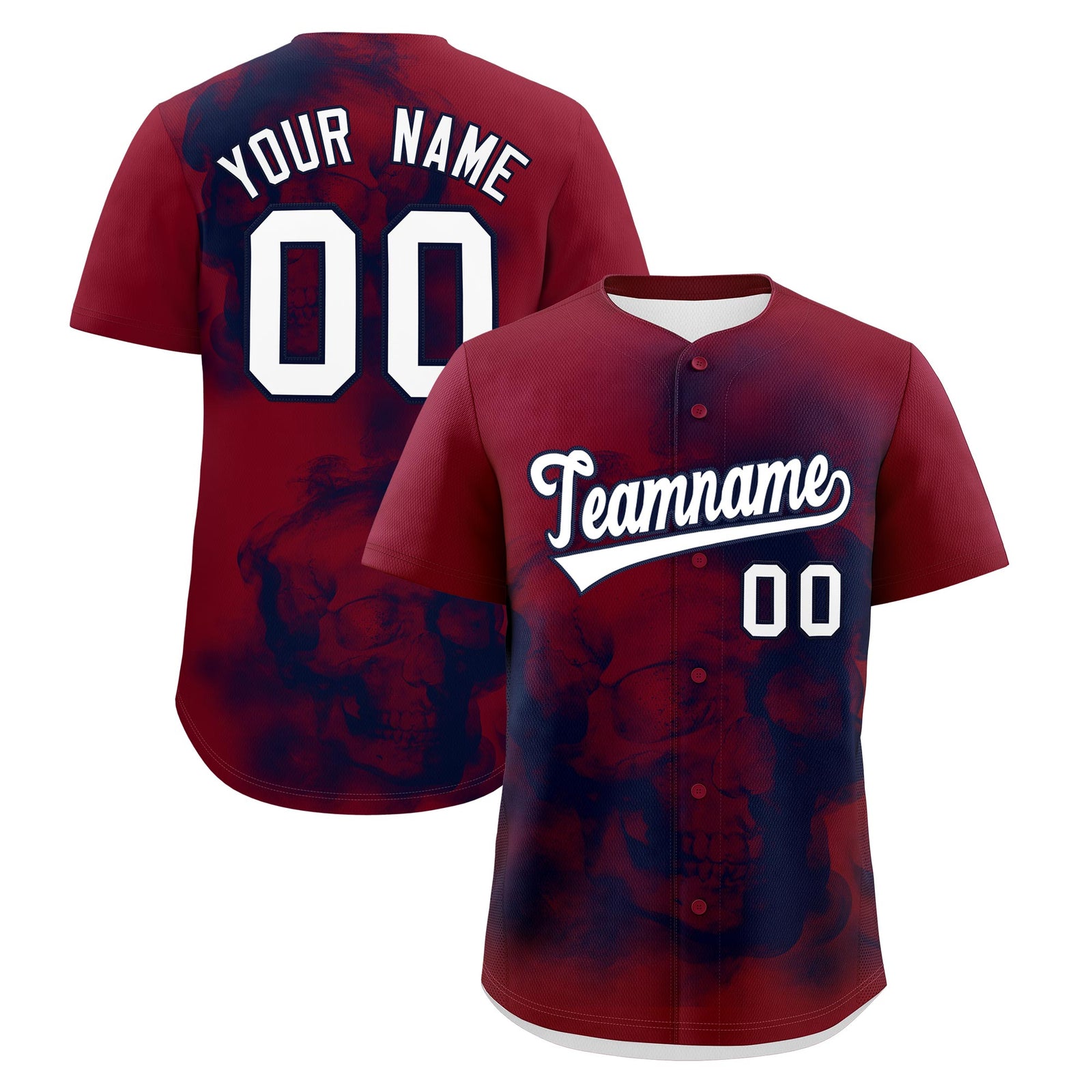 Custom Crimson Navy White skeleton Graffiti Pattern Lightweight Baseball Jersey| KXKSHOP