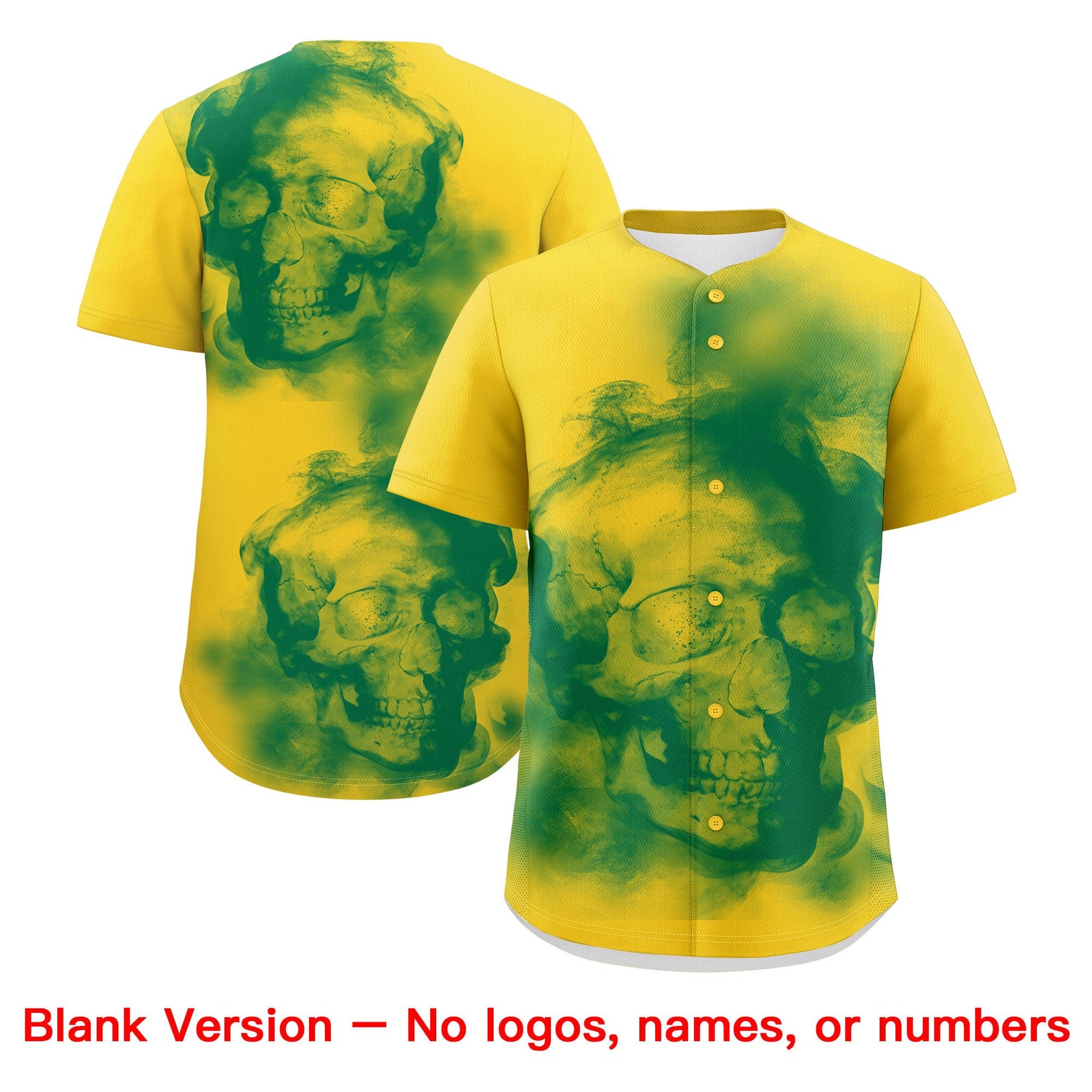 Custom Gold Kelly Green White skeleton Graffiti Pattern Lightweight Baseball Jersey| KXKSHOP