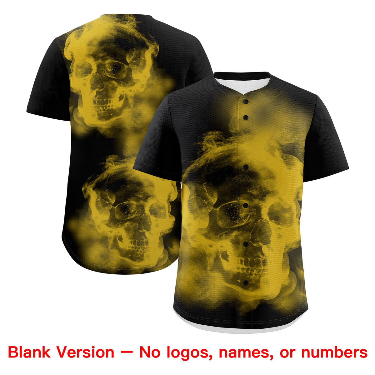 Custom Black Gold skeleton Graffiti Pattern Lightweight Baseball Jersey| KXKSHOP