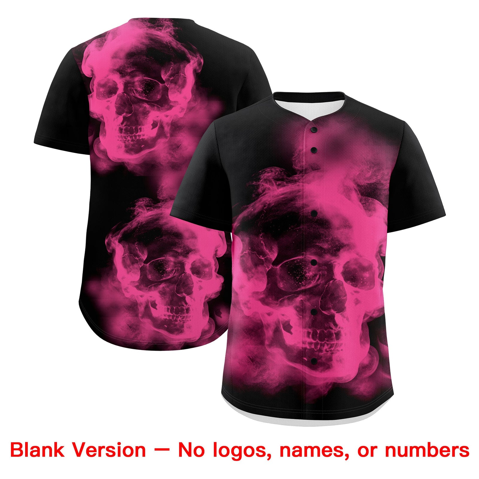 Custom Black Pink White skeleton Graffiti Pattern Quick Dry Baseball Jersey| KXKSHOP