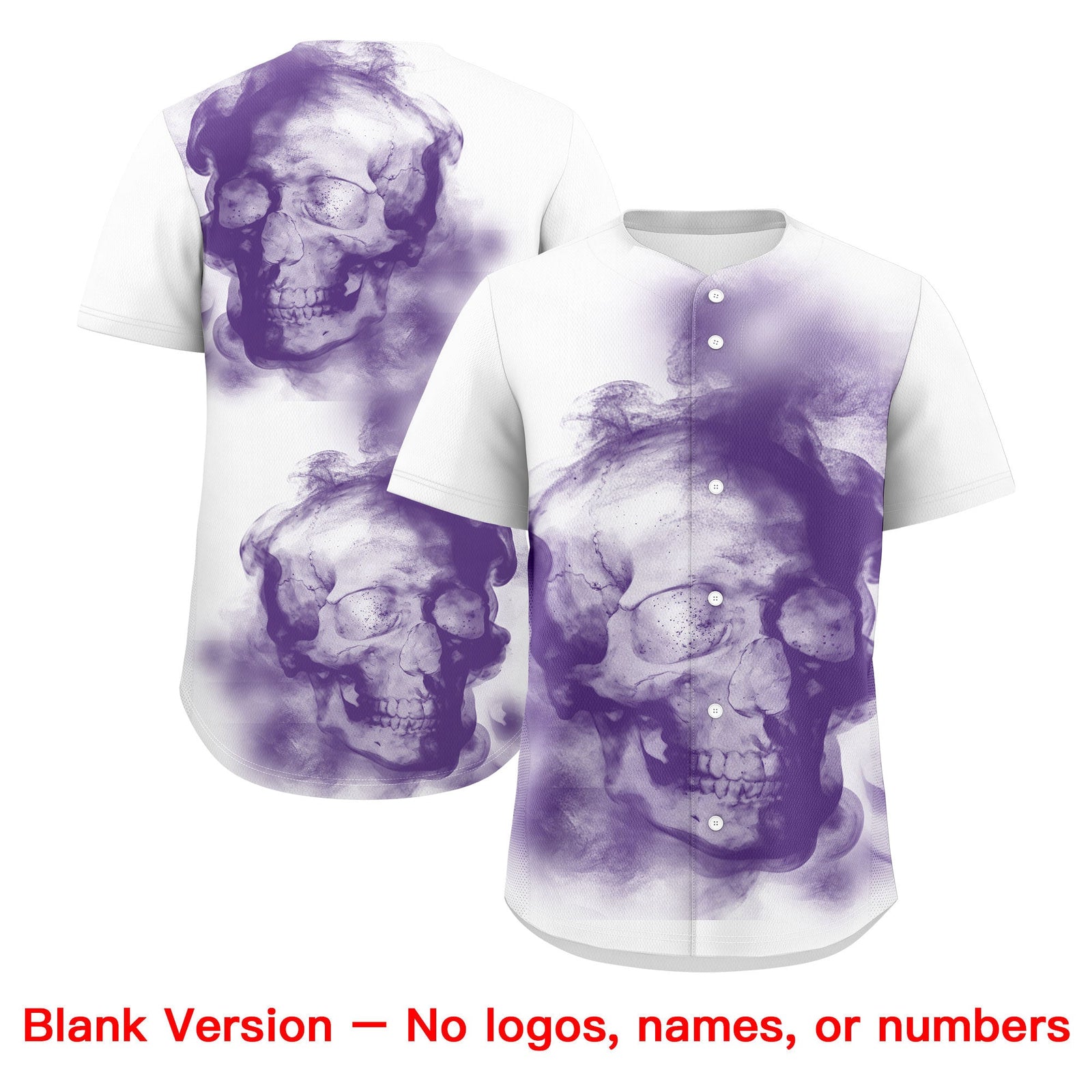 Custom White Purple Old Gold skeleton Graffiti Pattern Quick Dry Baseball Jersey| KXKSHOP