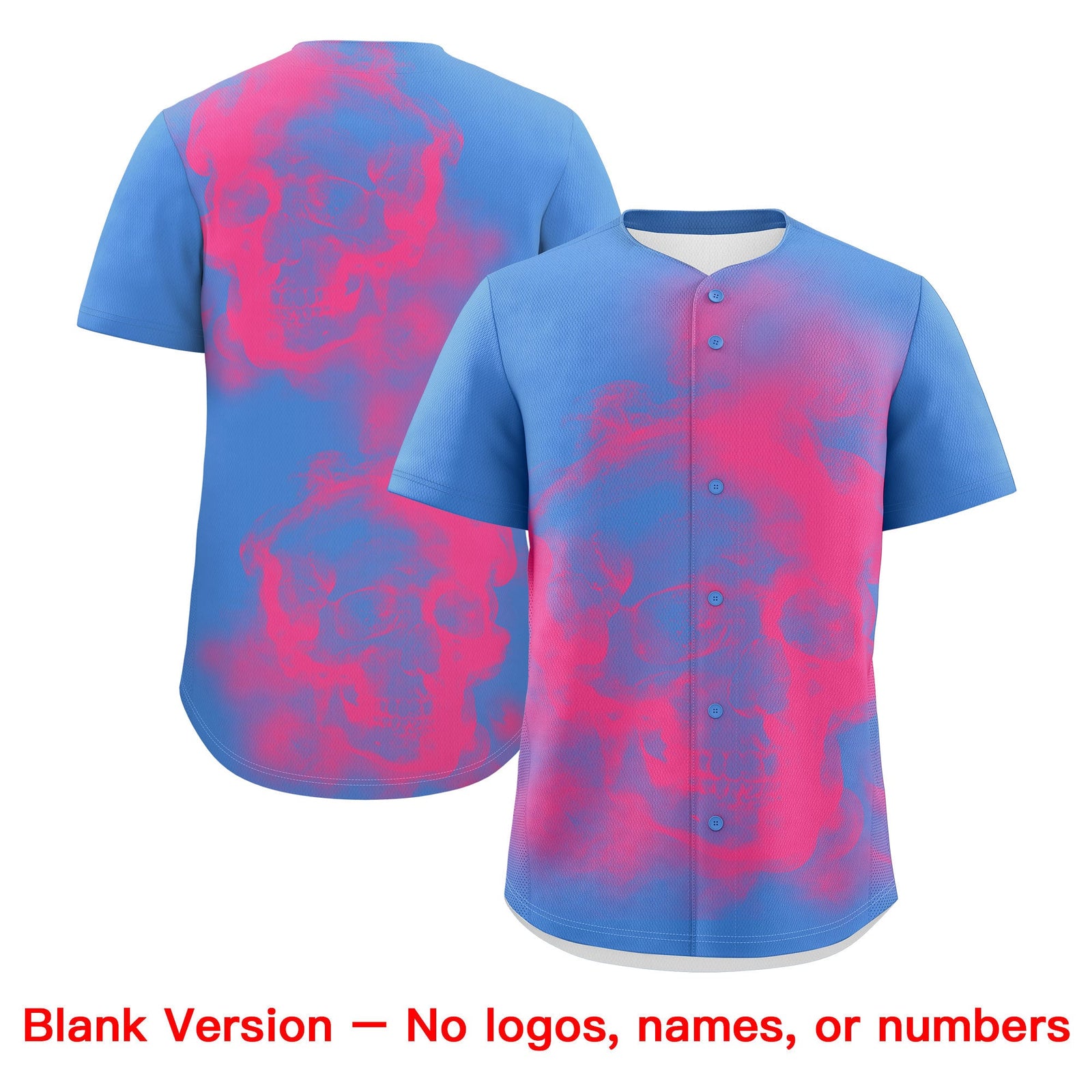 Custom Powder Blue Pink White skeleton Graffiti Pattern Quick Dry Baseball Jersey| KXKSHOP