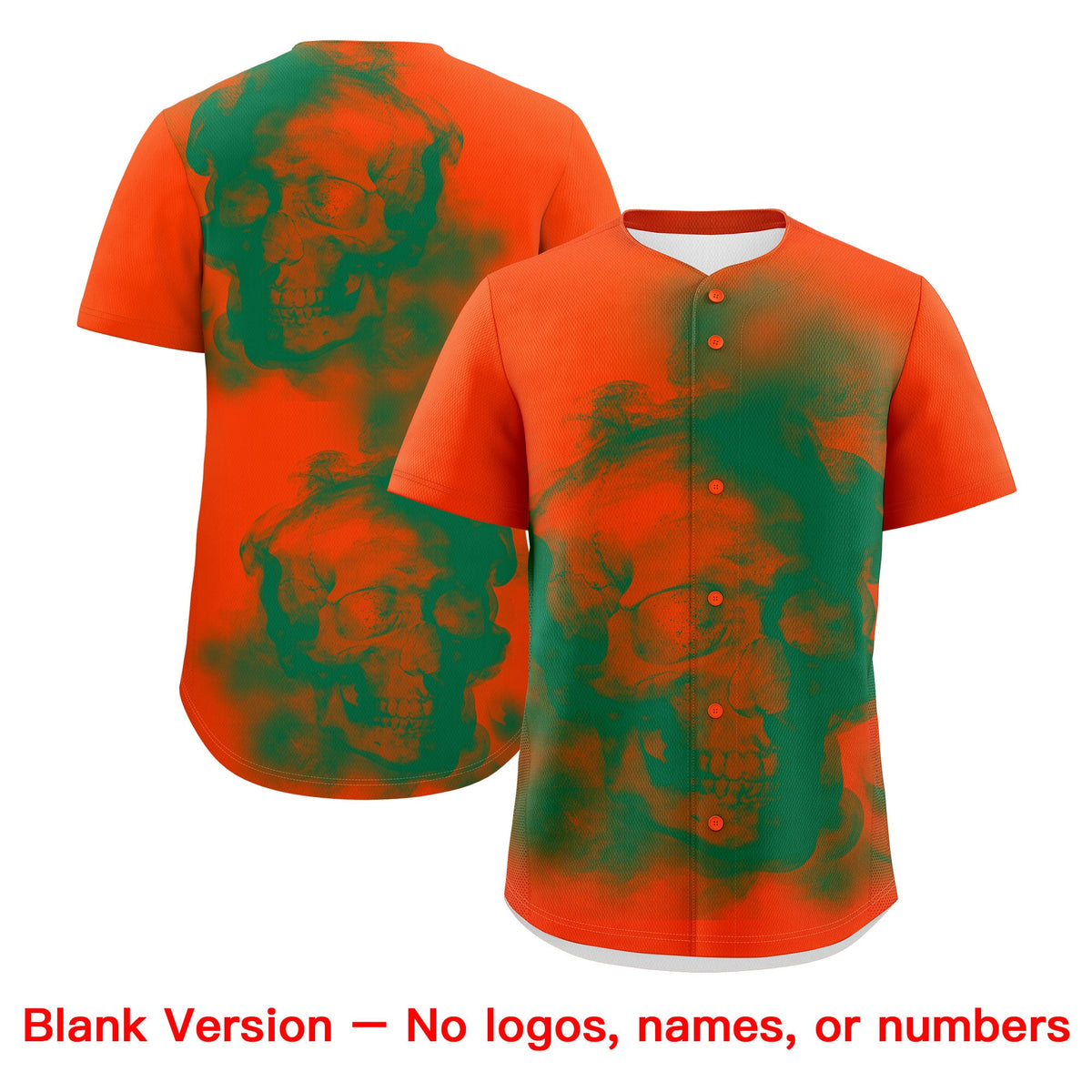 Custom Orange Kelly Green White skeleton Graffiti Pattern Quick Dry Baseball Jersey| KXKSHOP