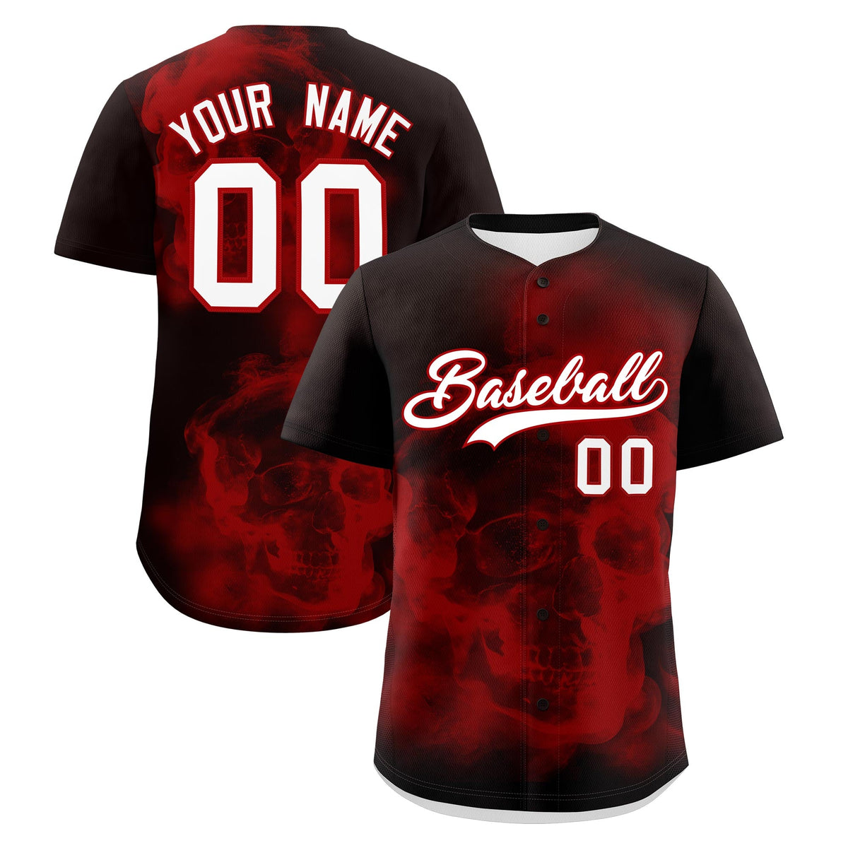 Custom Brown Red White skeleton Graffiti Pattern Lightweight Baseball Jersey| KXKSHOP