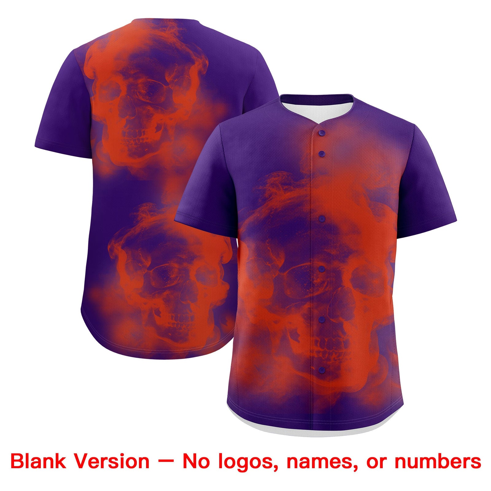 Custom Purple Orange White skeleton Graffiti Pattern Lightweight Baseball Jersey| KXKSHOP