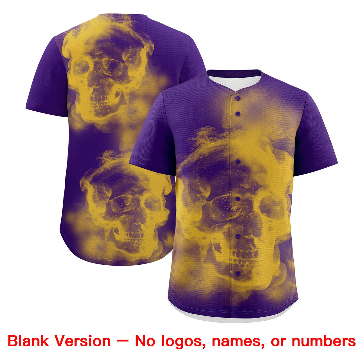 Custom Purple Gold White skeleton Graffiti Pattern Lightweight Baseball Jersey| KXKSHOP