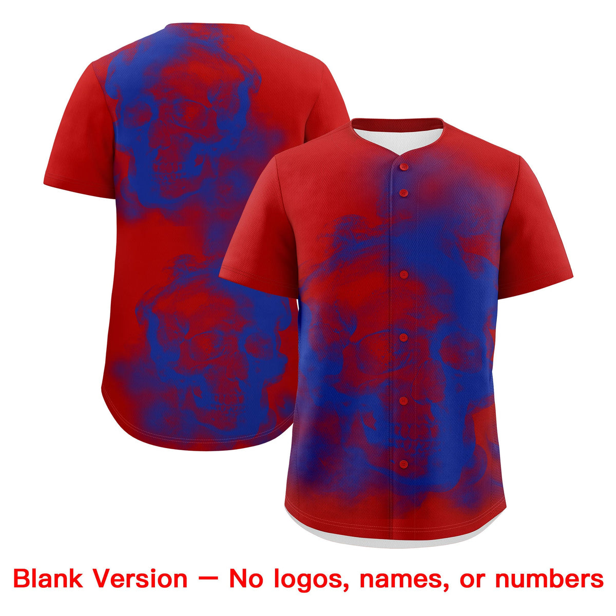 Custom Red Royal Blue White skeleton Graffiti Pattern Lightweight Baseball Jersey| KXKSHOP