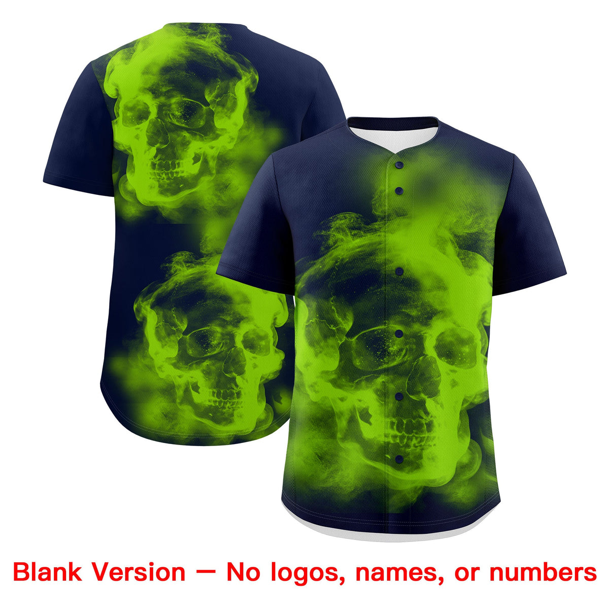 Custom Navy Neon Green White skeleton Graffiti Pattern Lightweight Baseball Jersey| KXKSHOP