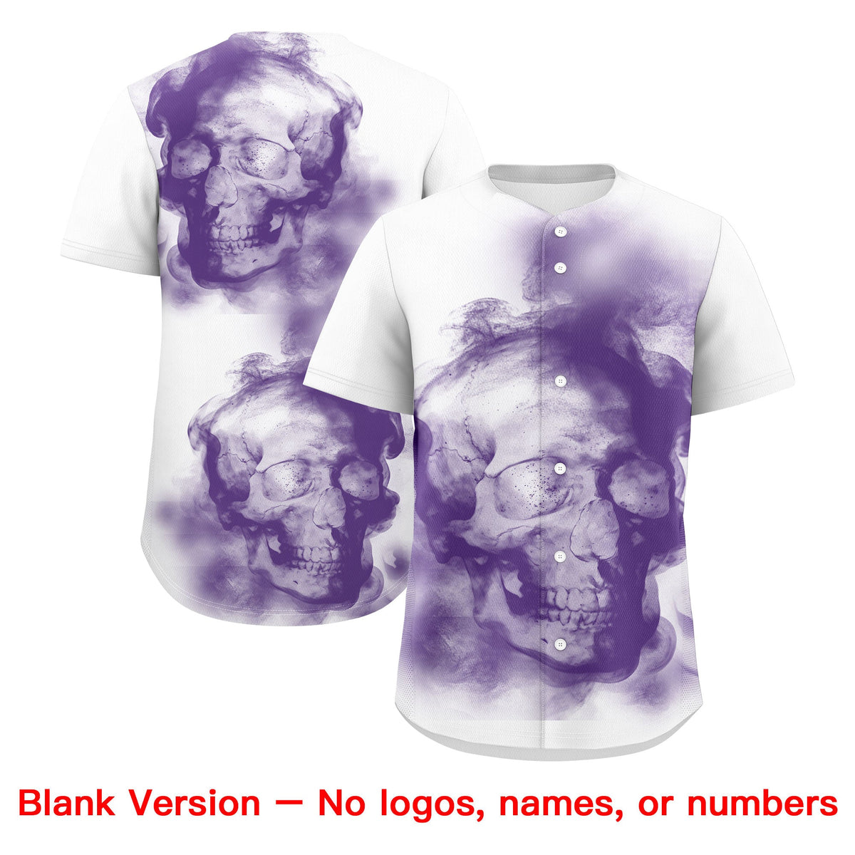 Custom White Purple Old Gold skeleton Graffiti Pattern Quick Dry Baseball Jersey| KXKSHOP