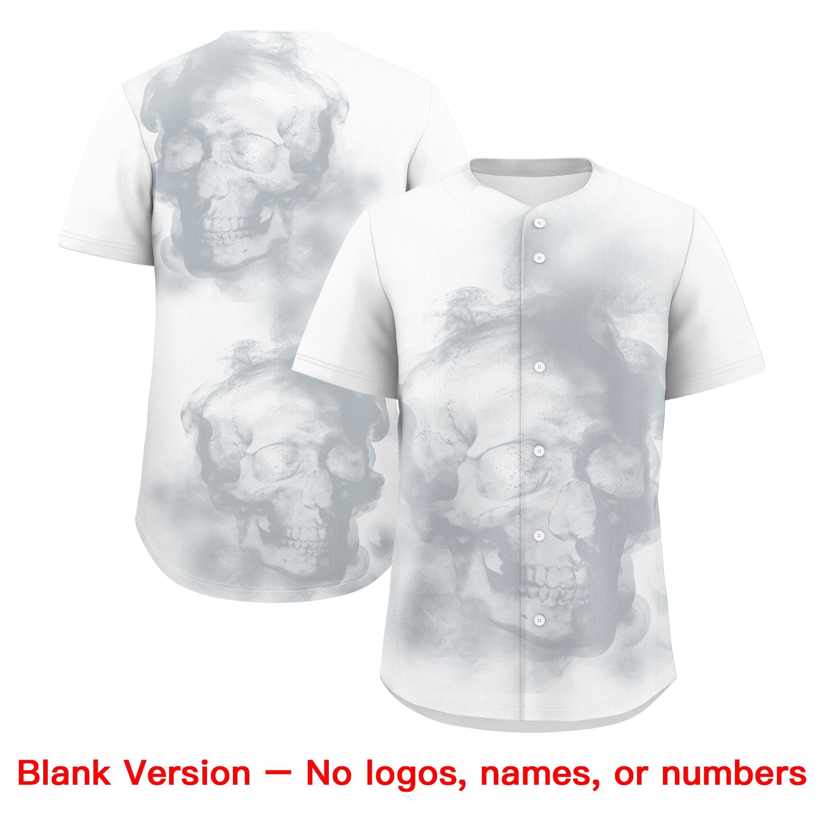 Custom White Silver Black skeleton Graffiti Pattern Quick Dry Baseball Jersey| KXKSHOP