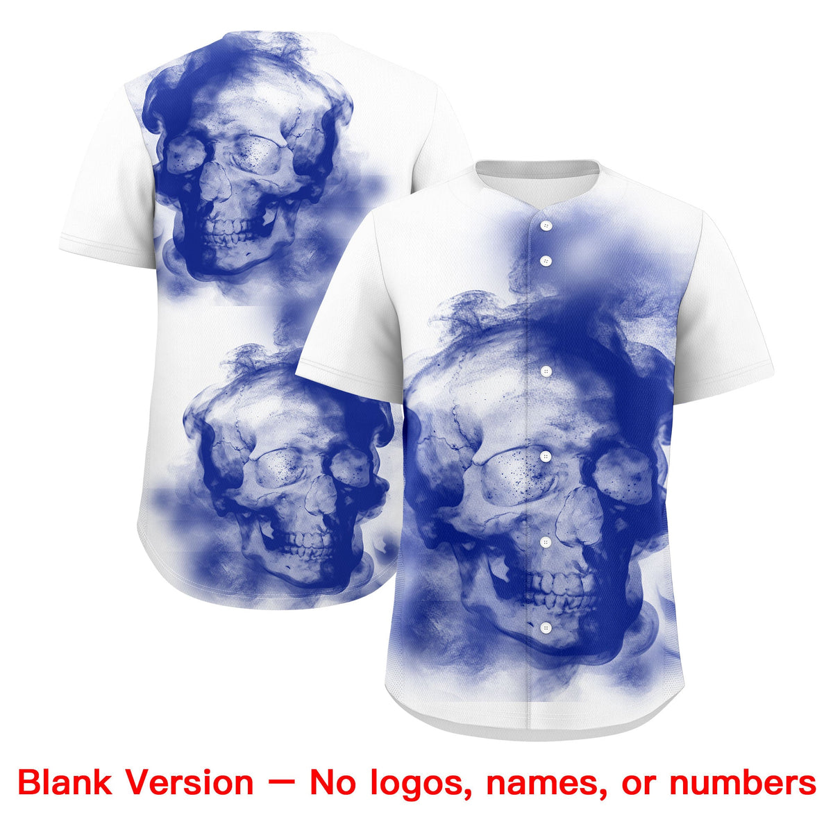 Custom White Royal Blue Red skeleton Graffiti Pattern Quick Dry Baseball Jersey| KXKSHOP