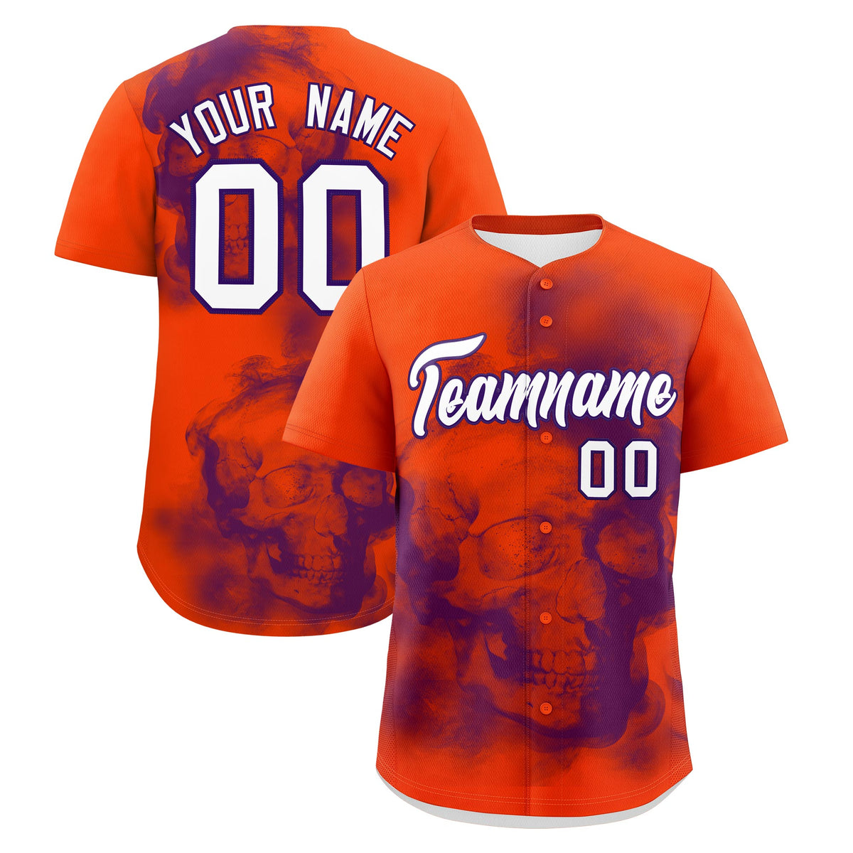Custom Orange Purple White skeleton Graffiti Pattern Lightweight Baseball Jersey| KXKSHOP